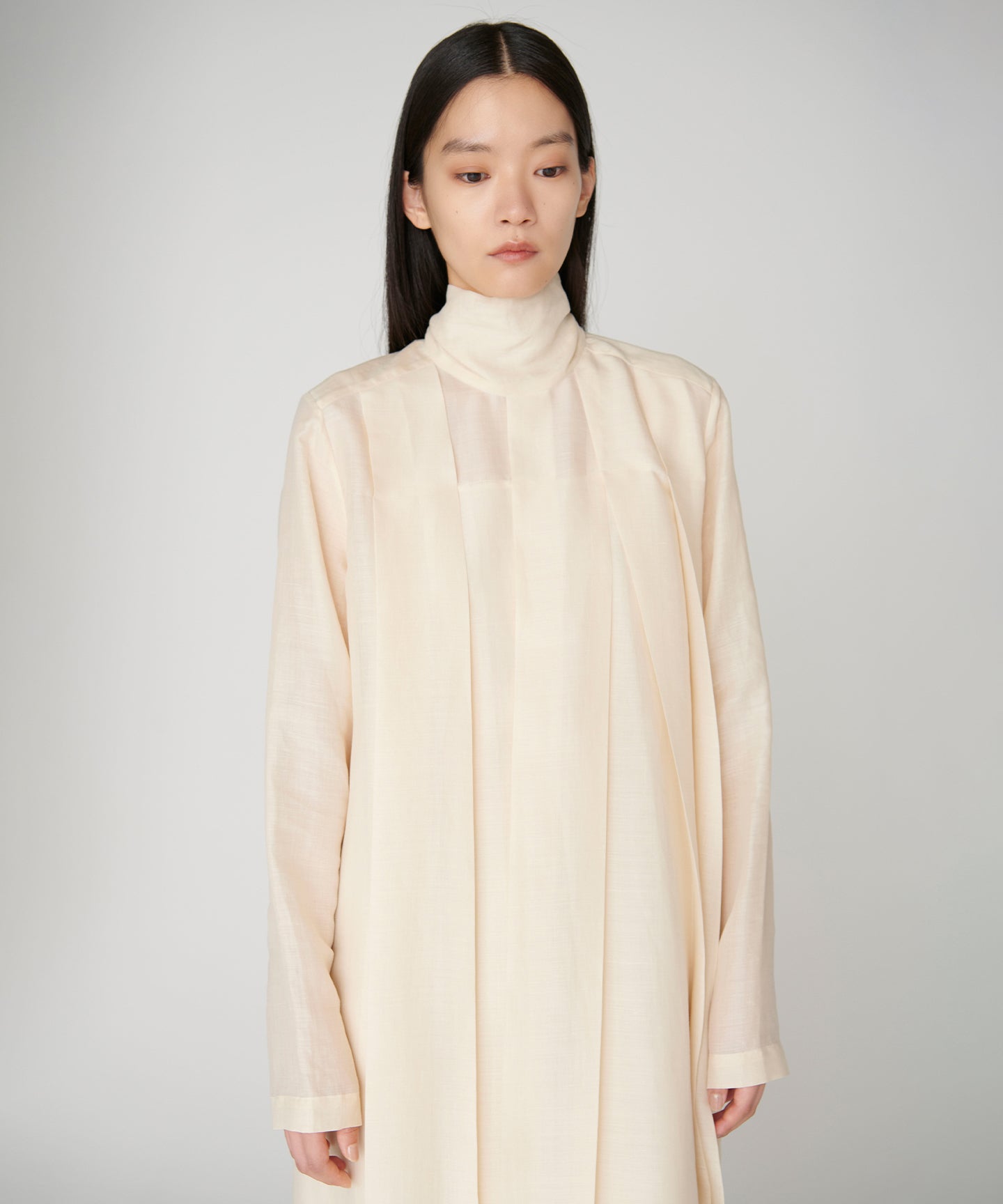 RAMIE SILK LAWN / PLEATED LONG DRESS