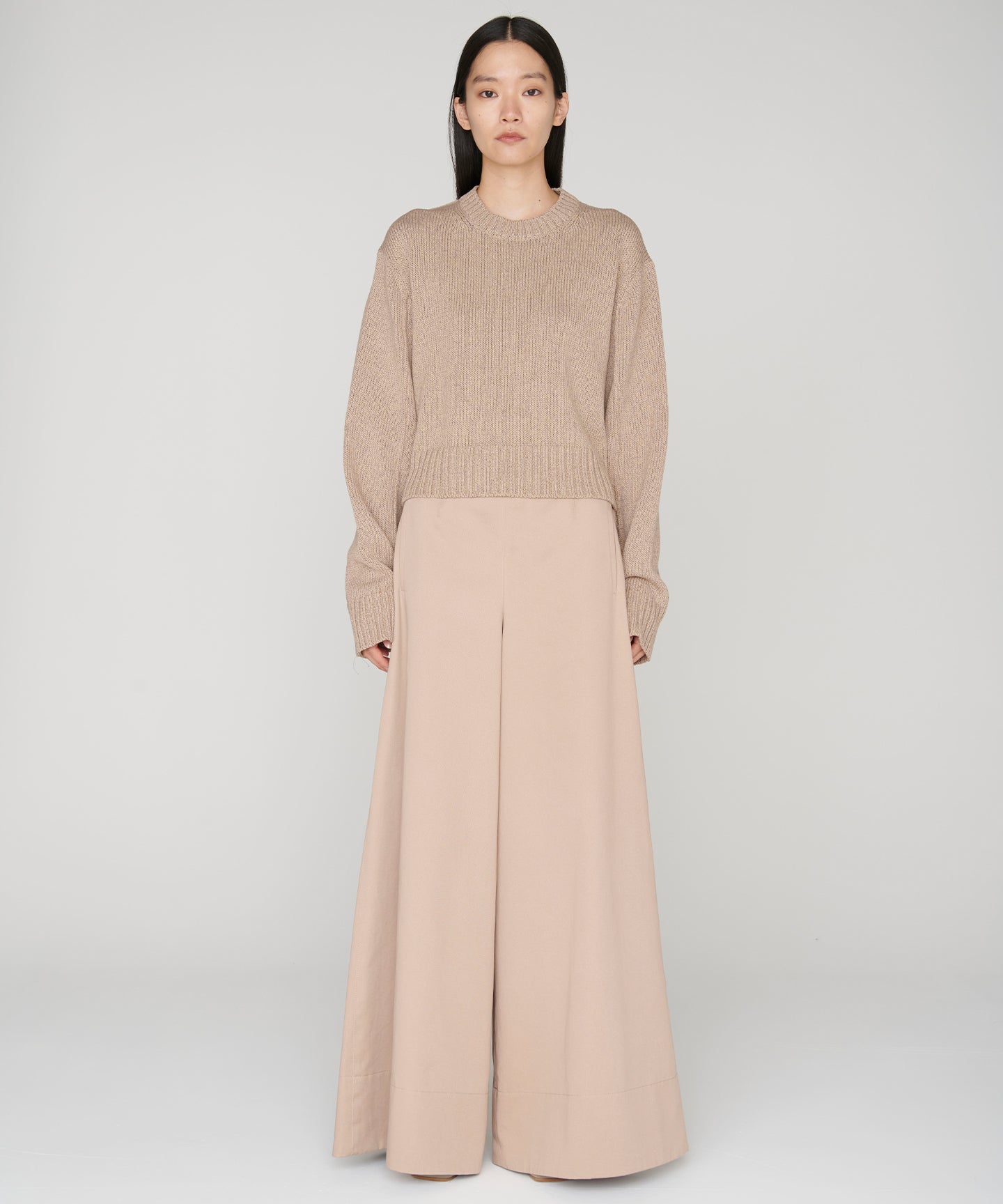 GIMA COTTON SILK WASHI / CROPPED CREWNECK SWEATER