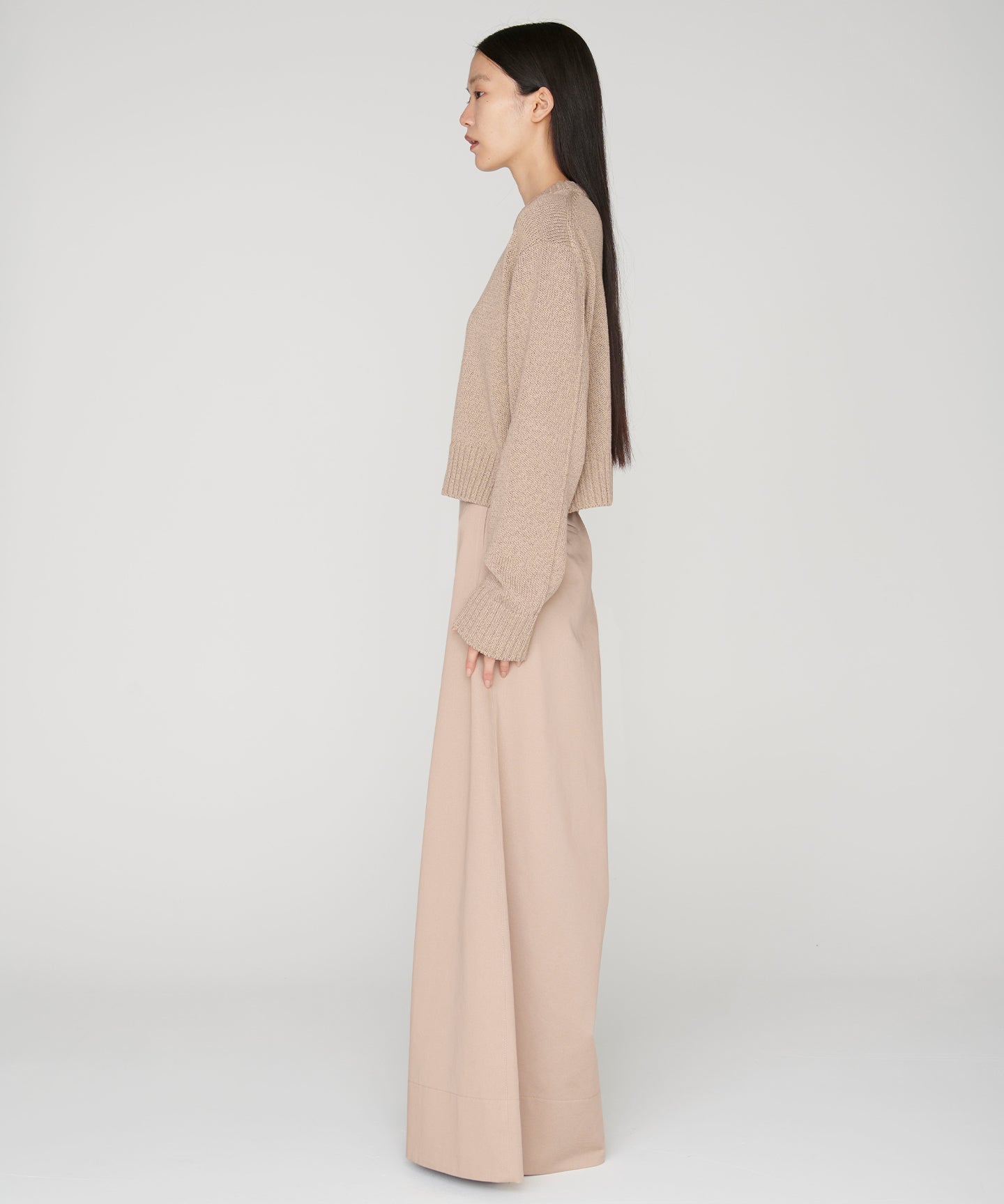 GIMA COTTON SILK WASHI / CROPPED CREWNECK SWEATER