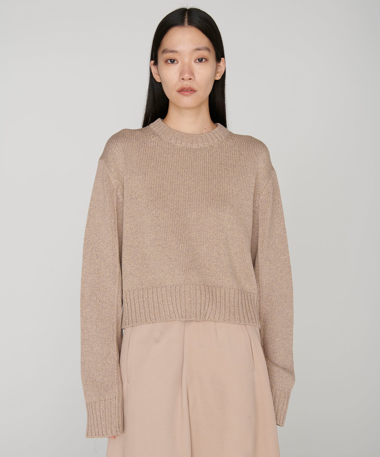 GIMA COTTON SILK WASHI / CROPPED CREWNECK SWEATER