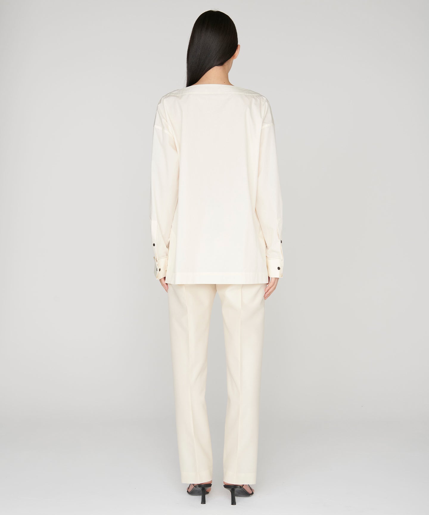 WOOL SILK / SLIM LEG PANTS