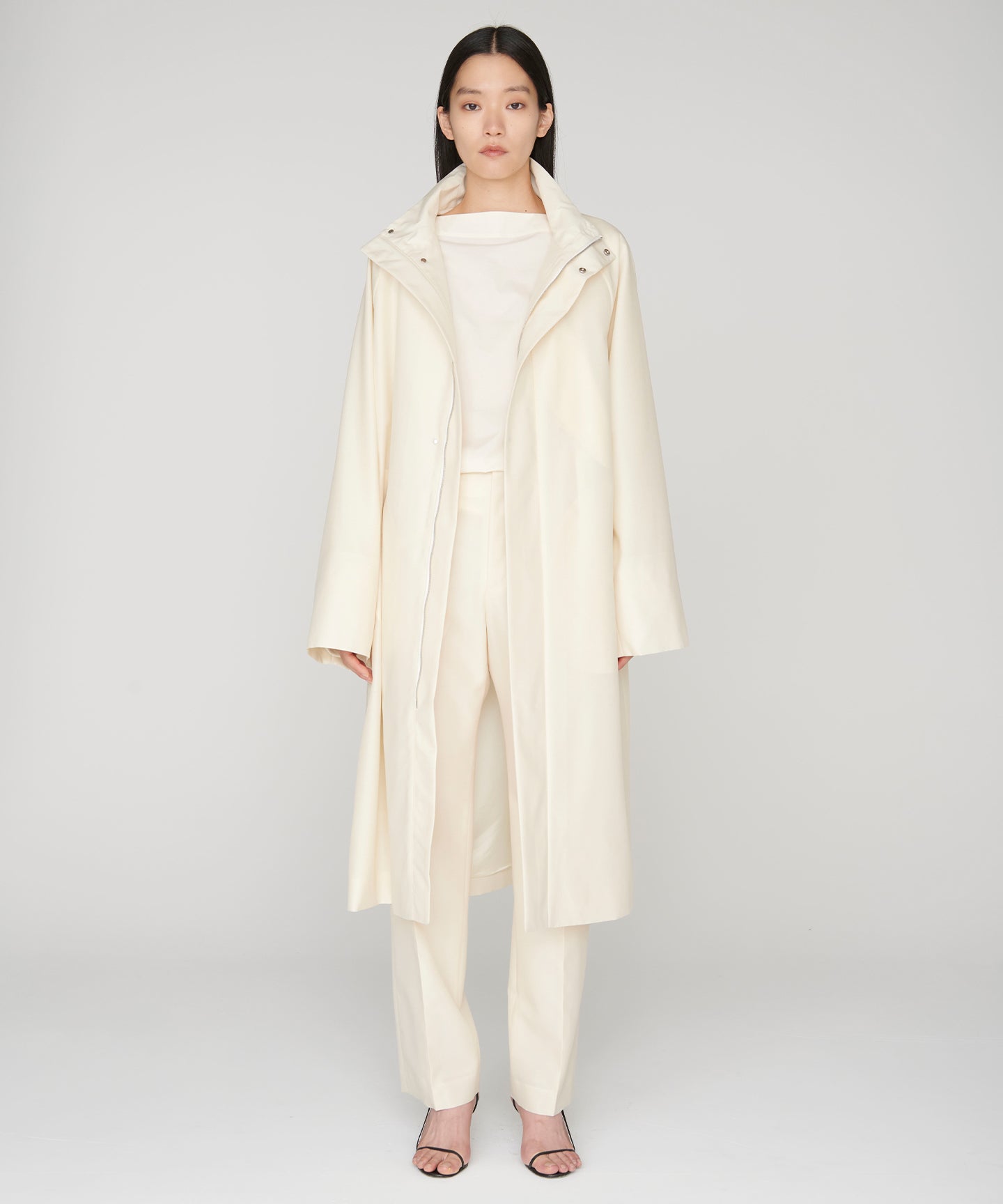 WOOL SILK / HOODY CURVY COAT