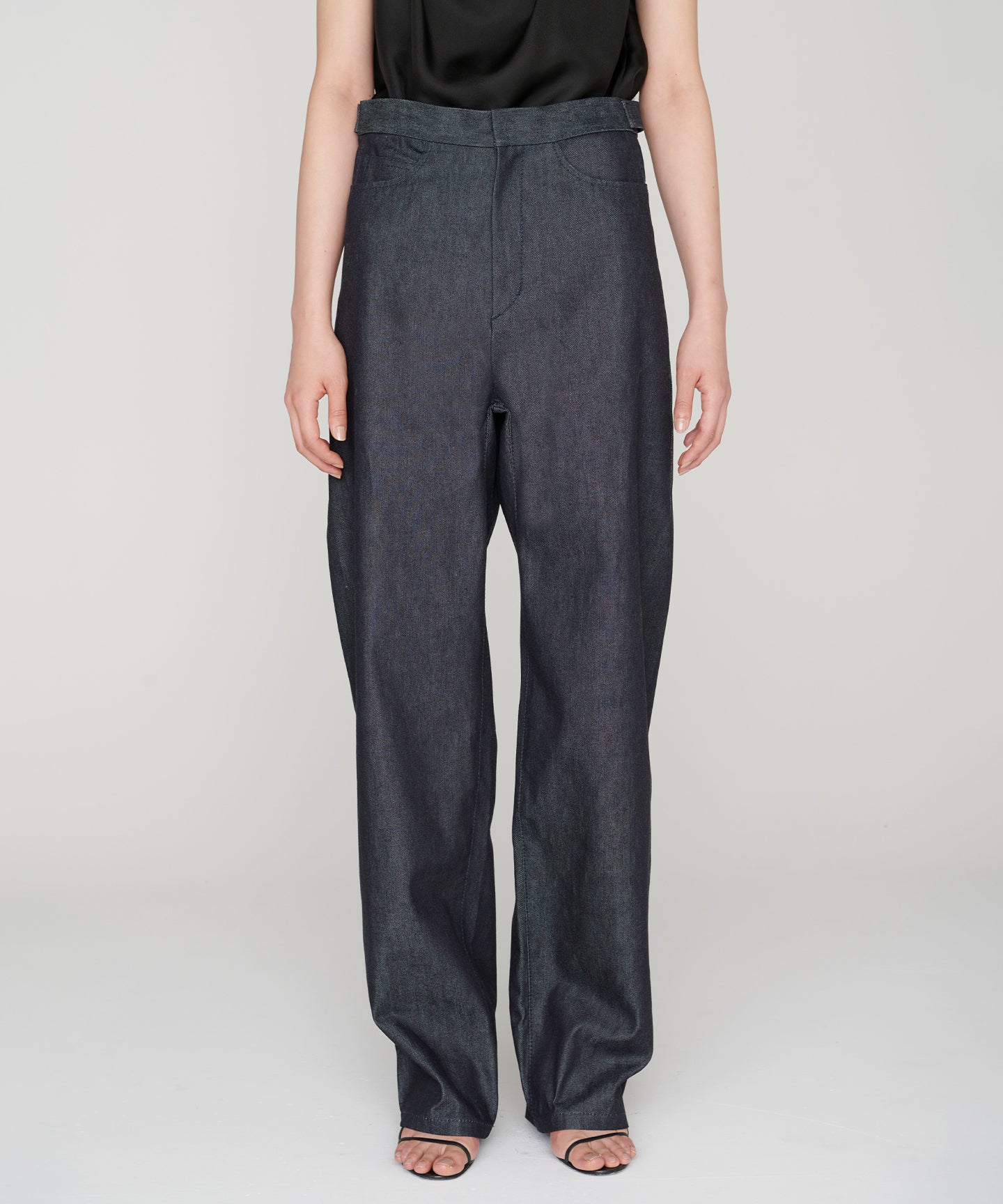 COTTON SILK DENIM / STRAIGHT TSUTSUMU  PANTS