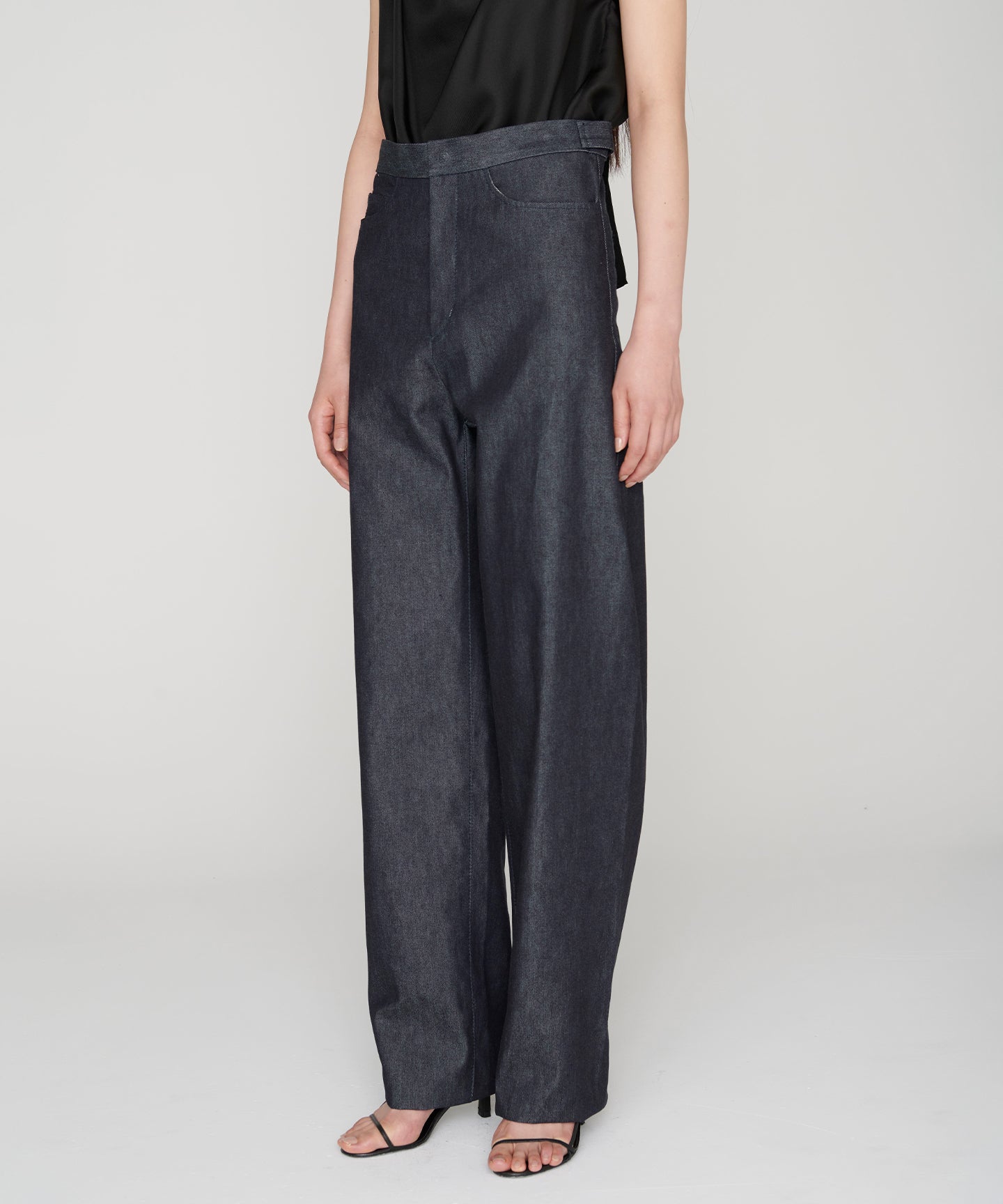 COTTON SILK DENIM / STRAIGHT TSUTSUMU  PANTS