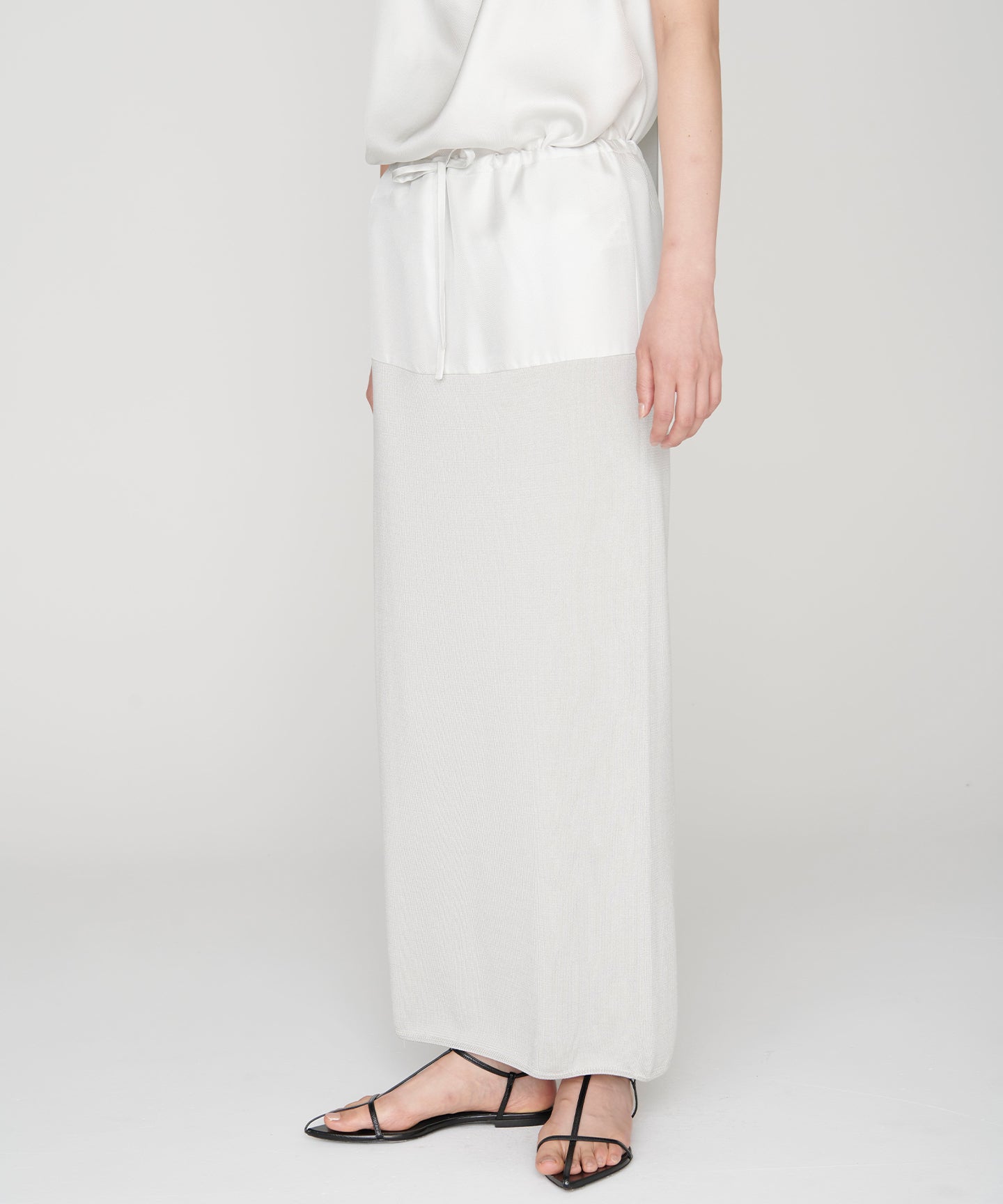 SILK COTTON / BLOCKING KNIT SKIRT