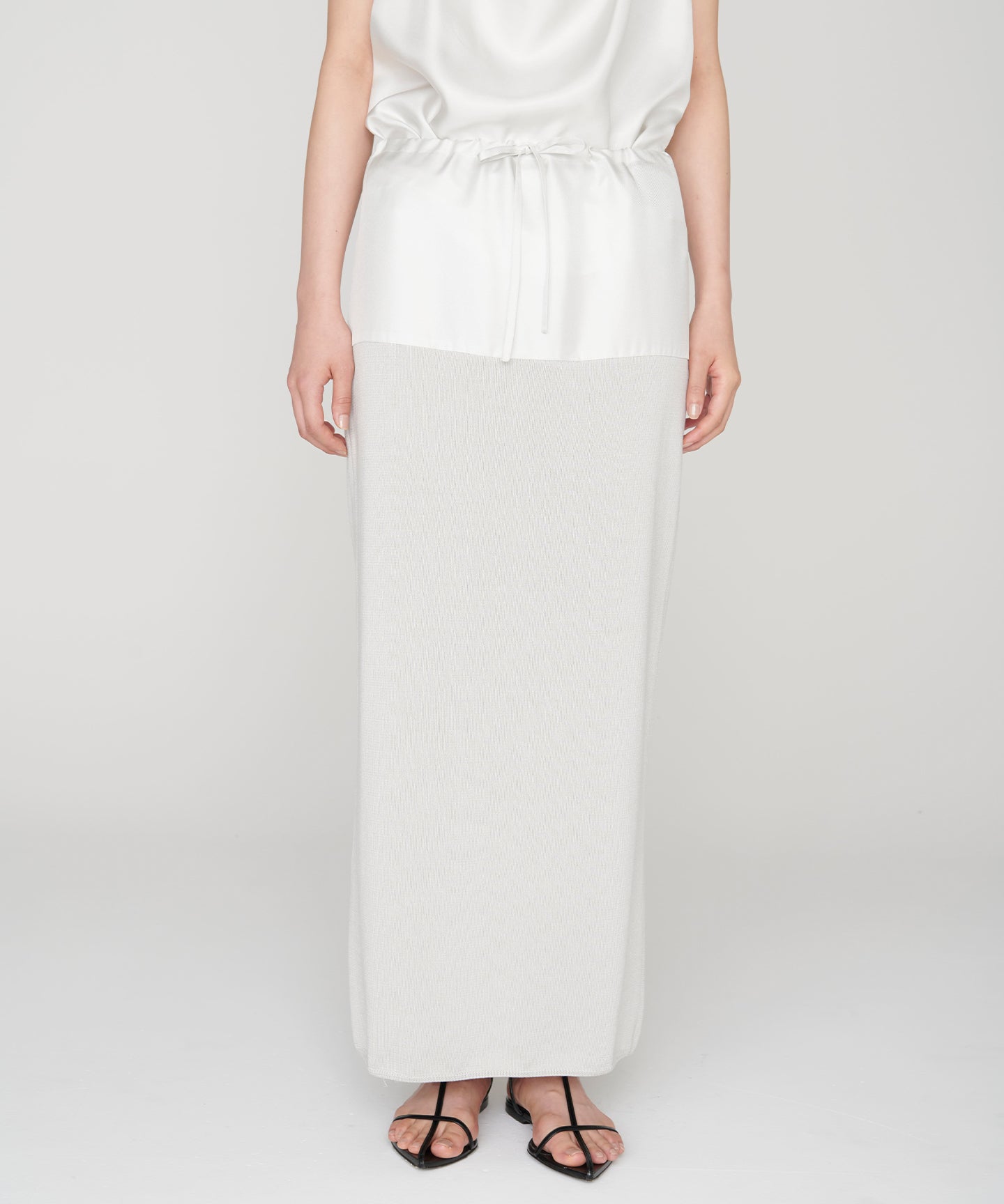 SILK COTTON / BLOCKING KNIT SKIRT