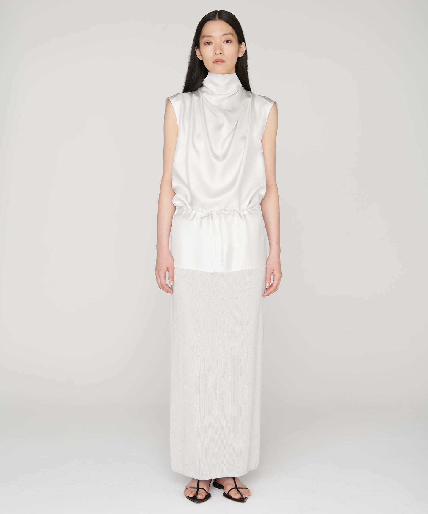 SILK COTTON / BLOCKING KNIT SKIRT