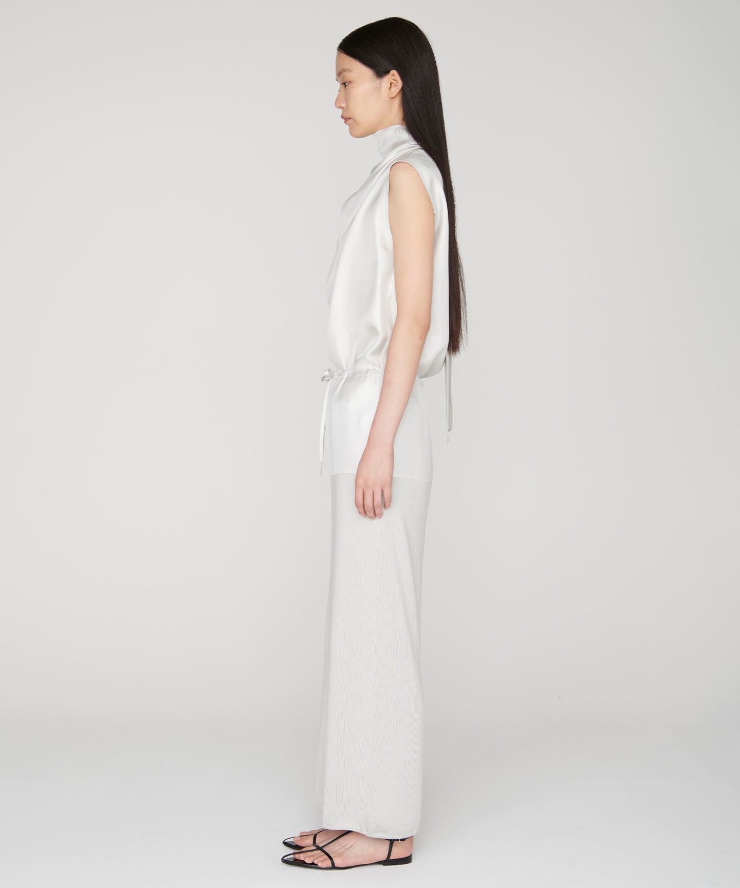 SILK COTTON / BLOCKING KNIT SKIRT