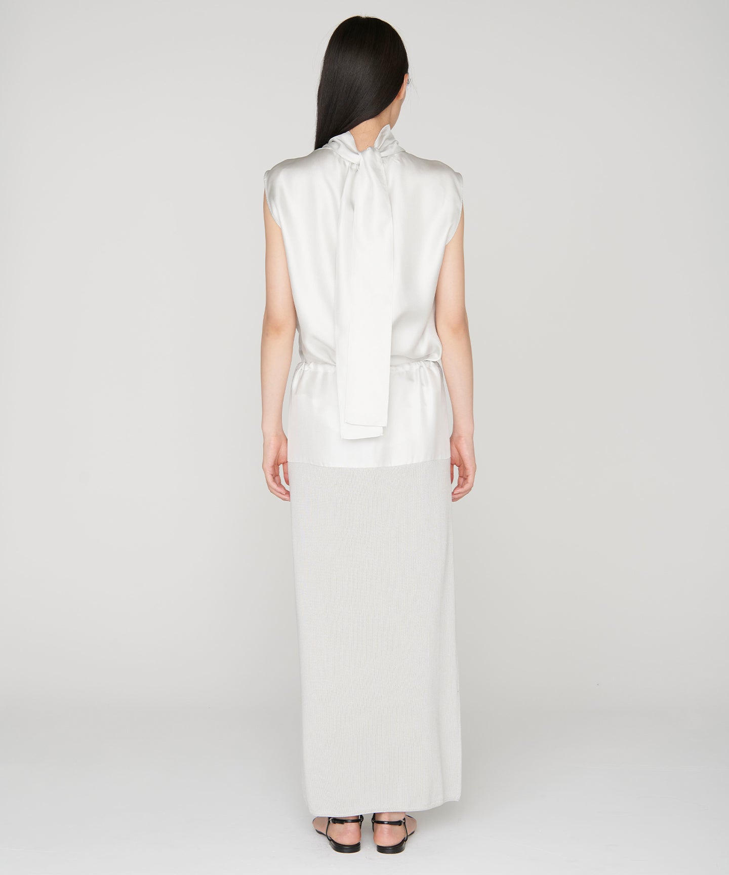 SILK COTTON / BLOCKING KNIT SKIRT