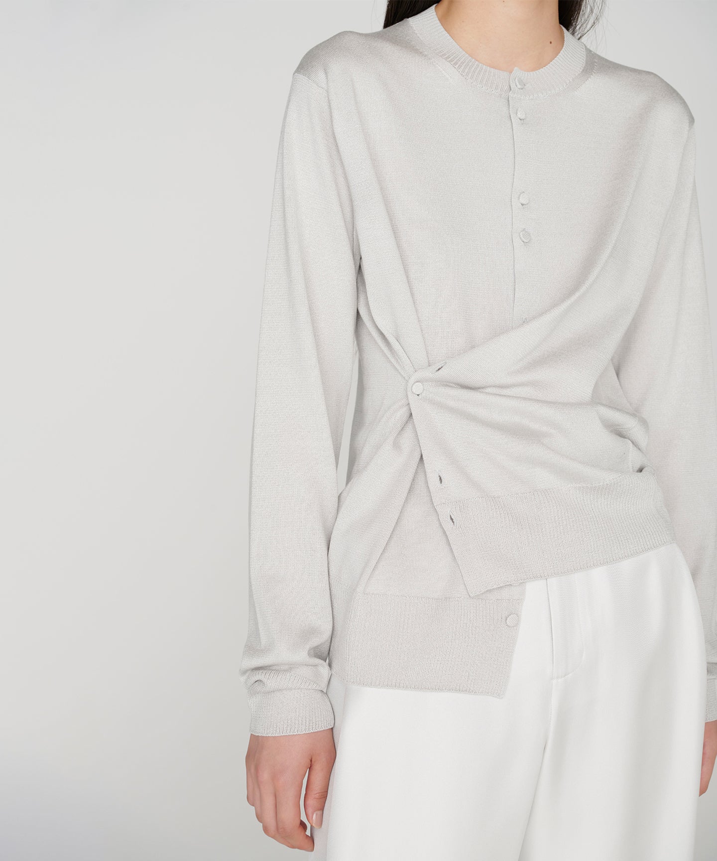 SILK COTTON / BUTTON DETAIL CARDIGAN