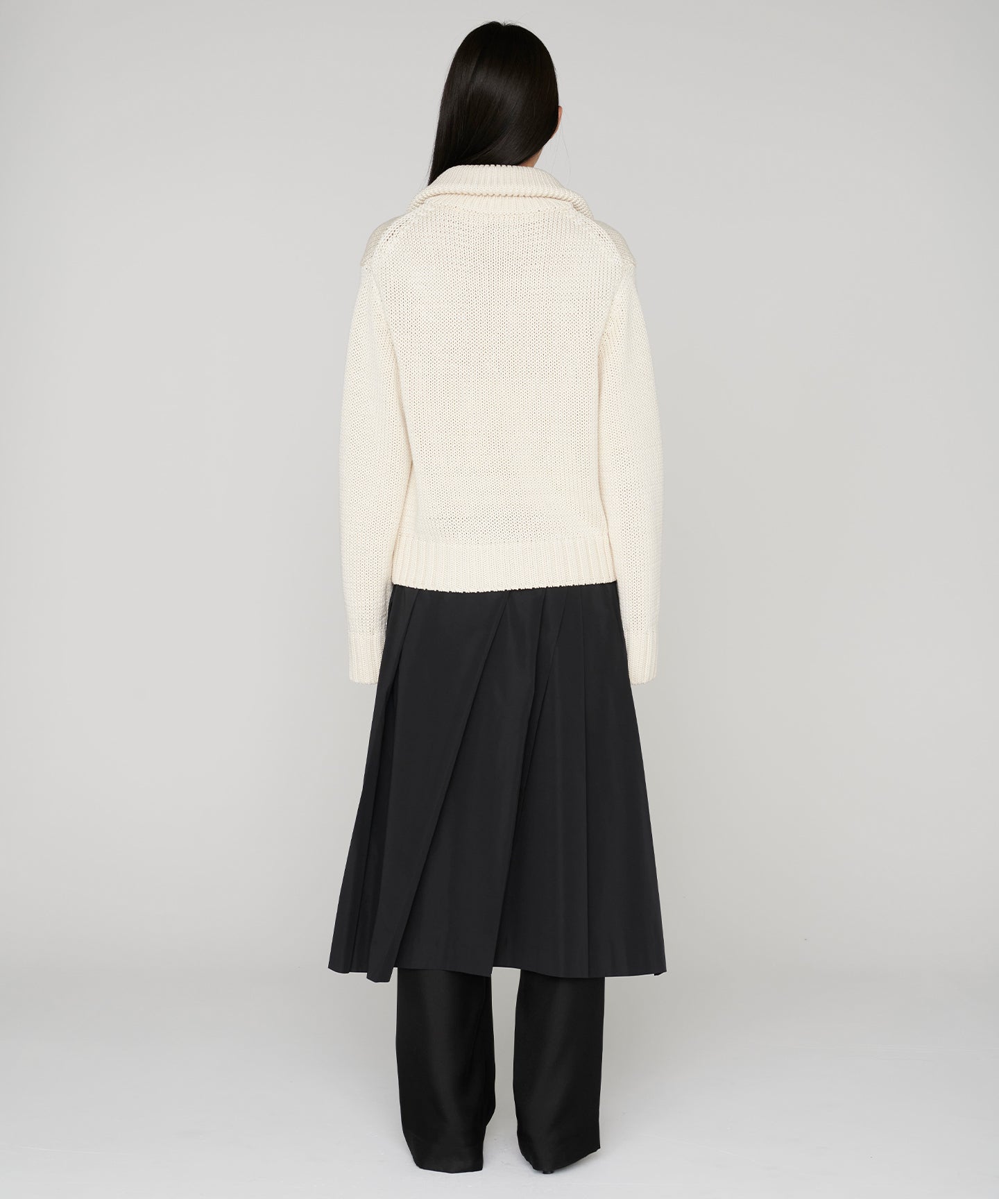 POLYESTER SILK TAFFETA / PLEATED A-LINE SKIRT