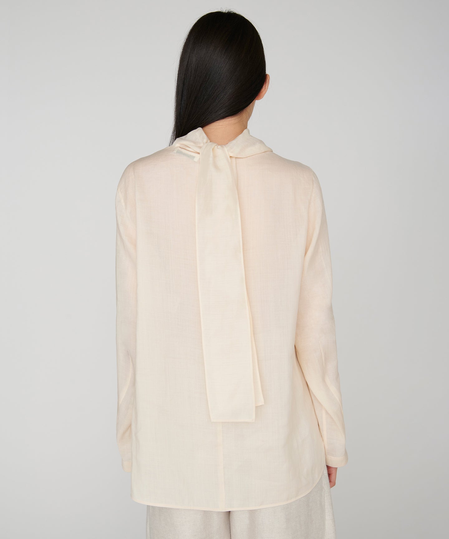 RAMIE SILK LAWN / DRAPEYNECK BLOUSE