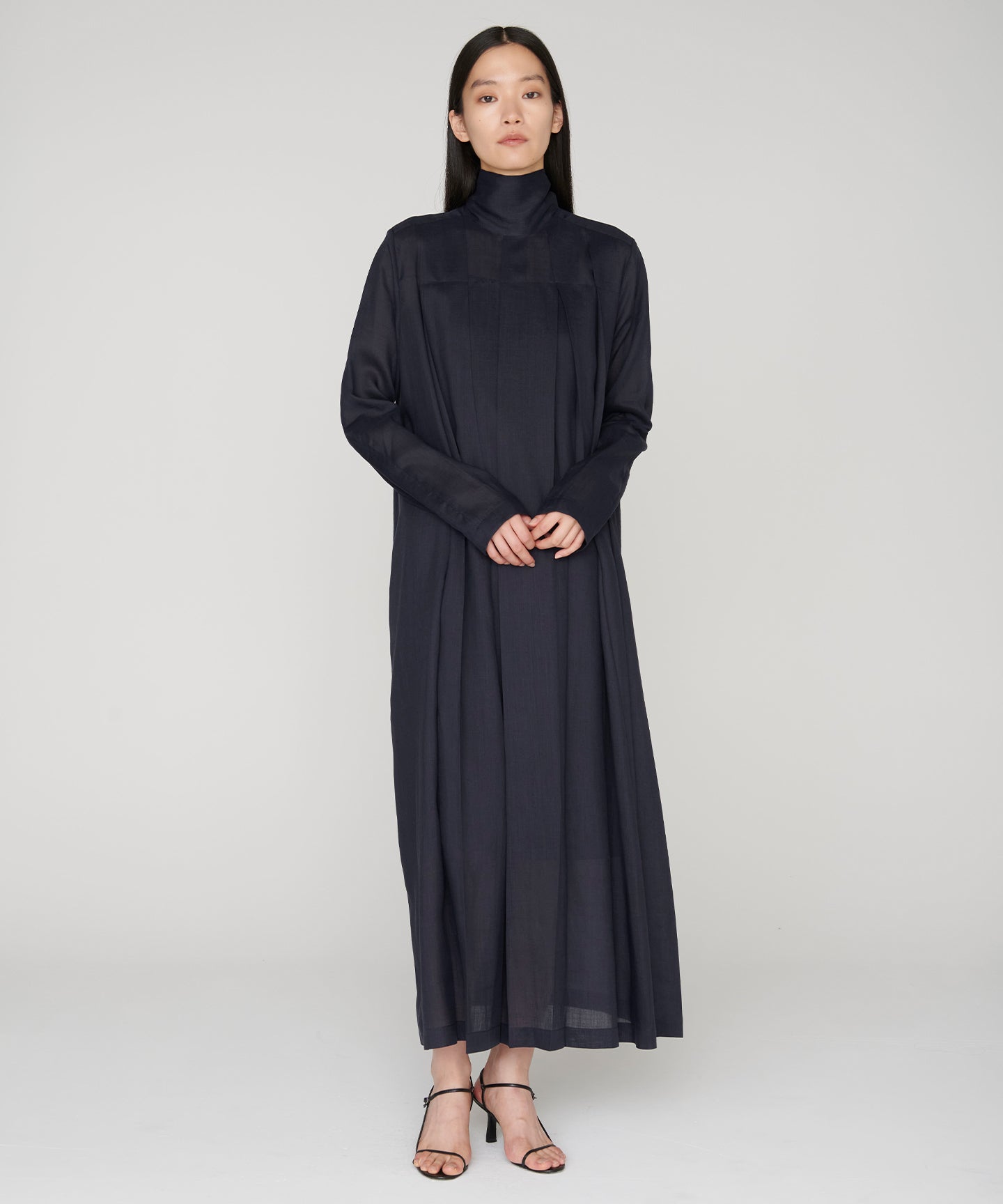 RAMIE SILK LAWN / PLEATED LONG DRESS