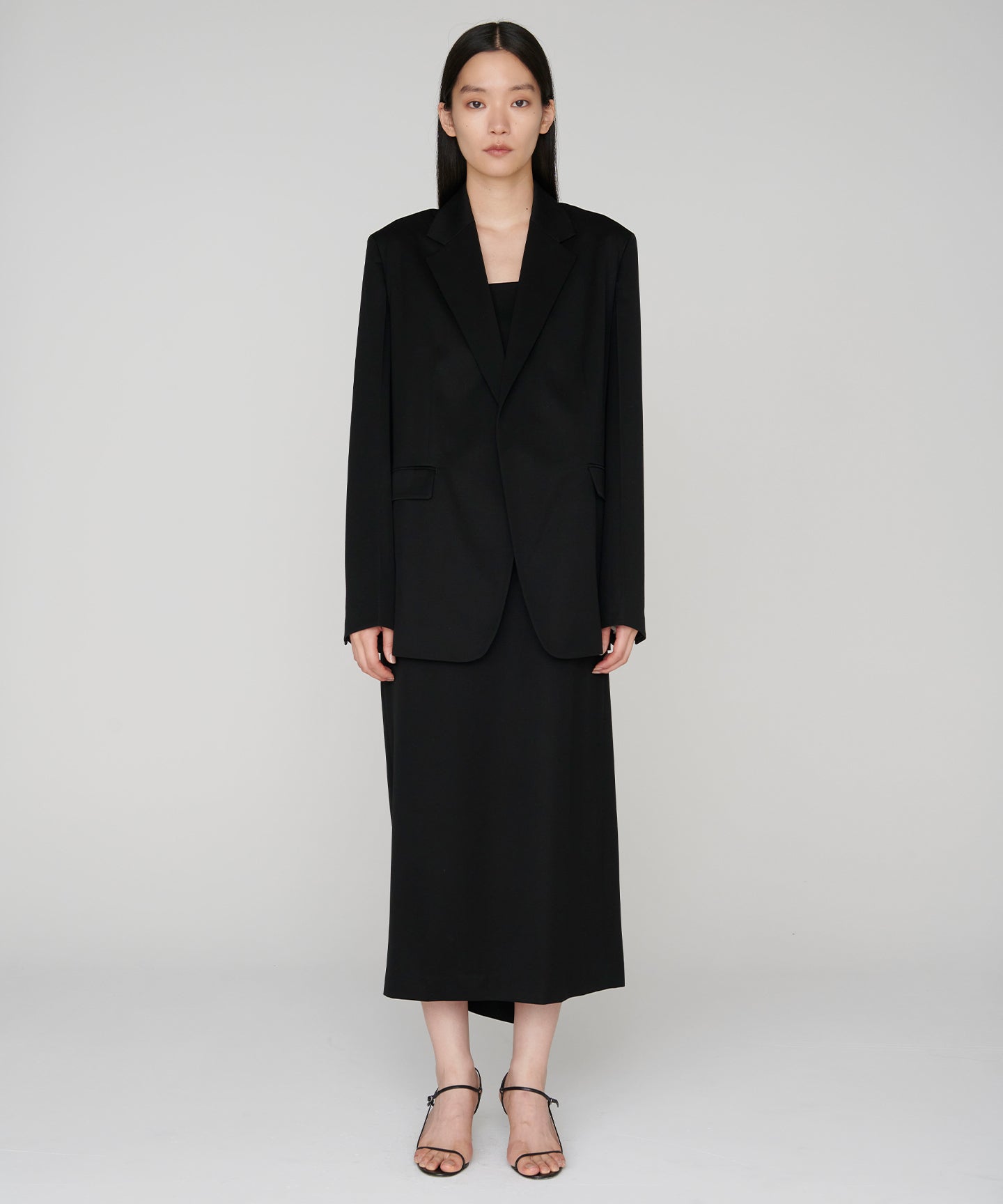 WOOL GABARDINE / PLEATED DRESS