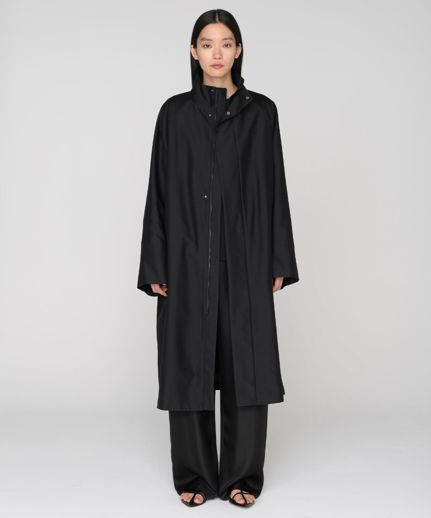 WOOL SILK / HOODY CURVY COAT