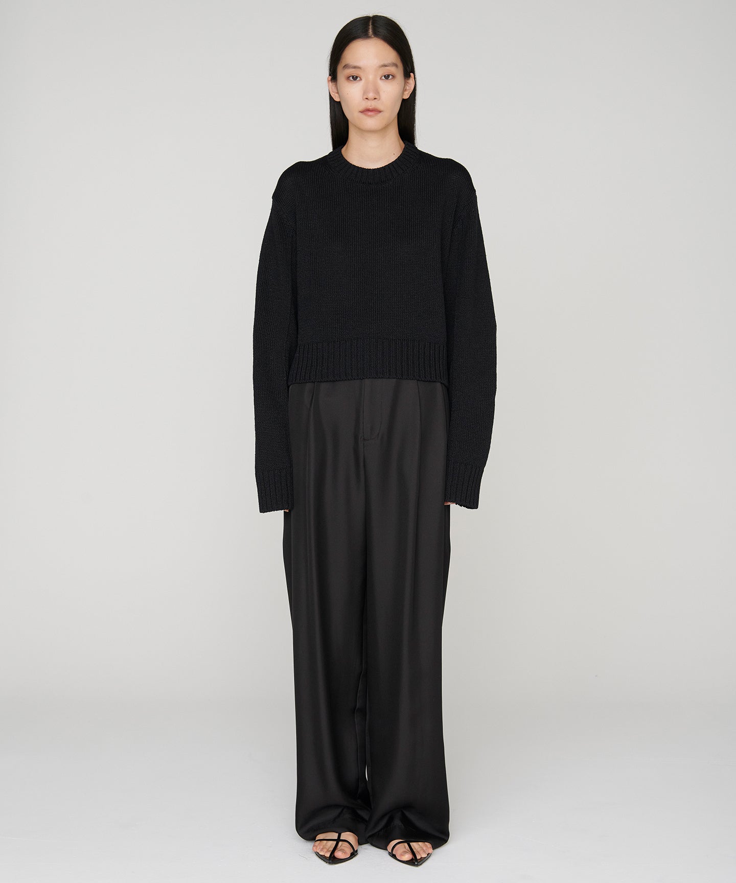 GIMA COTTON SILK WASHI / CROPPED CREWNECK SWEATER