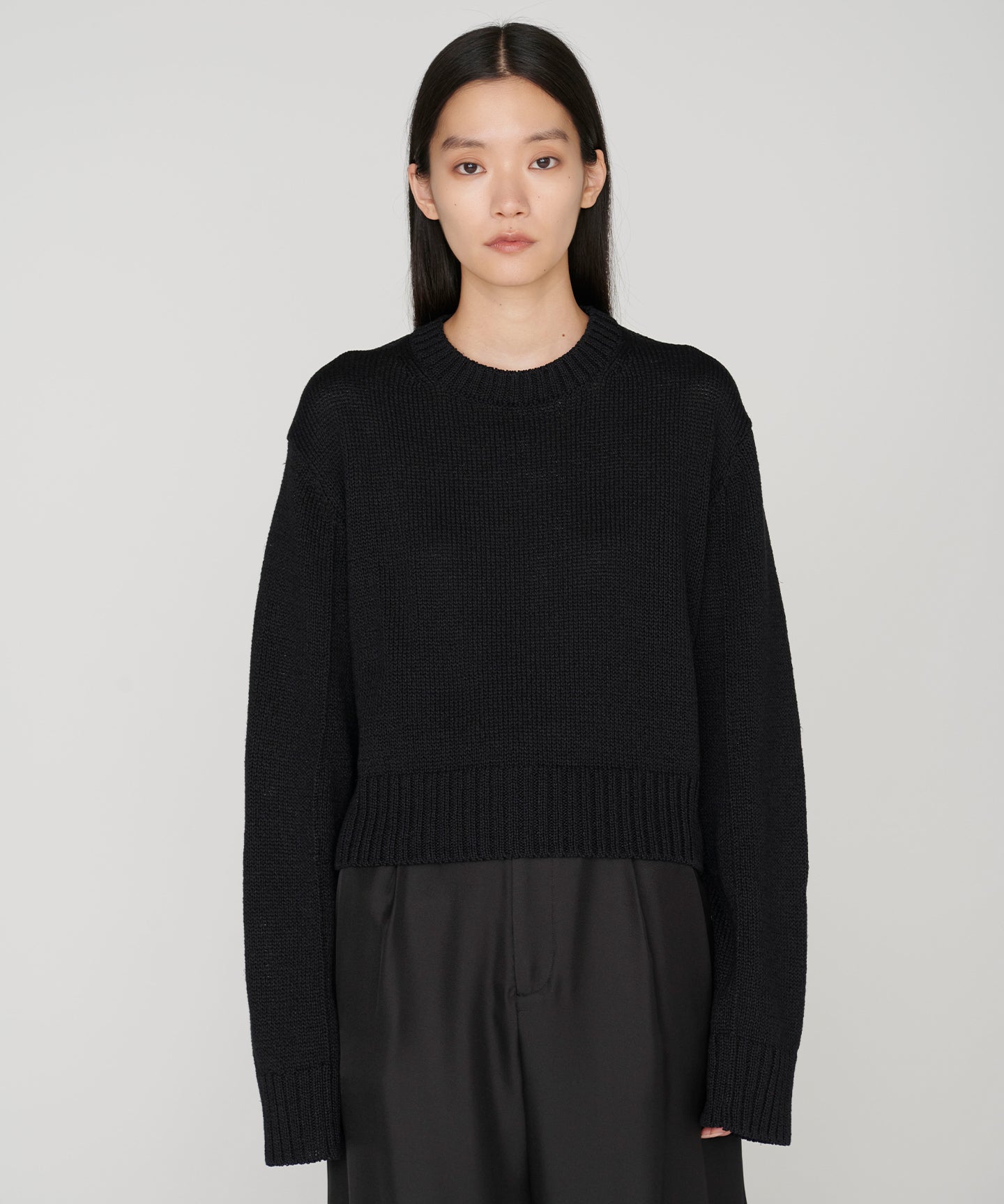 GIMA COTTON SILK WASHI / CROPPED CREWNECK SWEATER