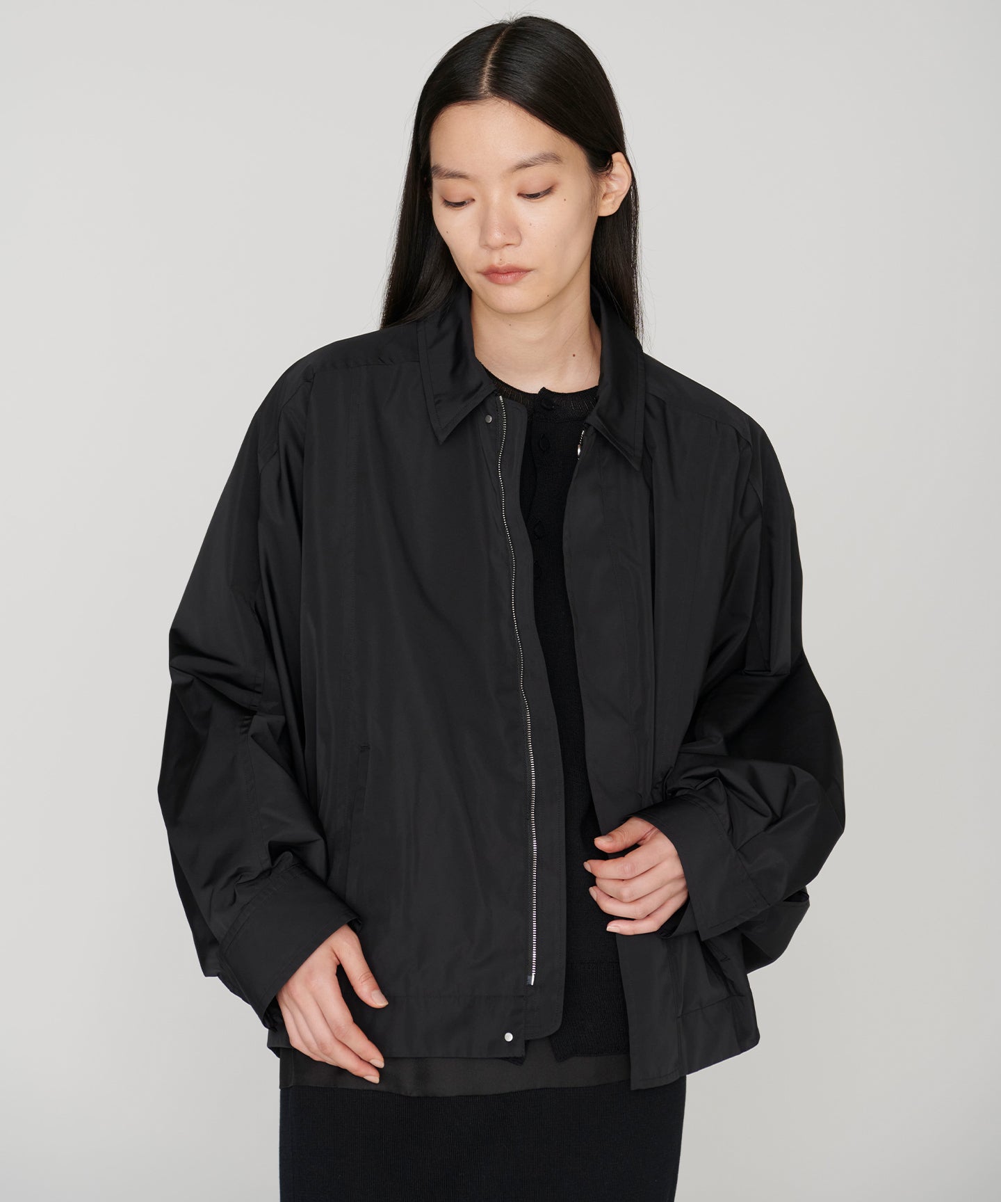 POLYESTER SILK TAFFETA / DOLMAN SHORT BLOUSON