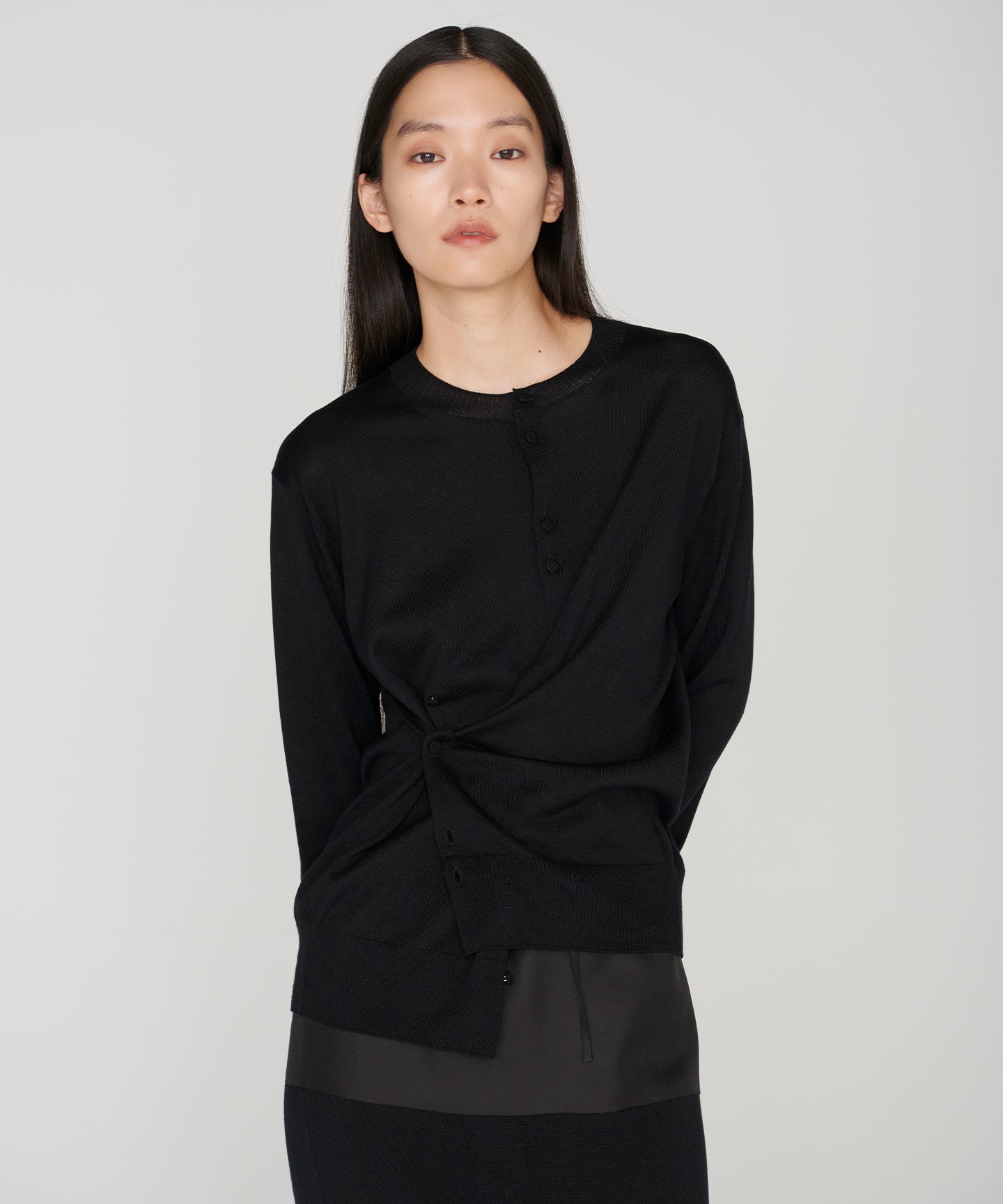 SILK COTTON / BUTTON DETAIL CARDIGAN