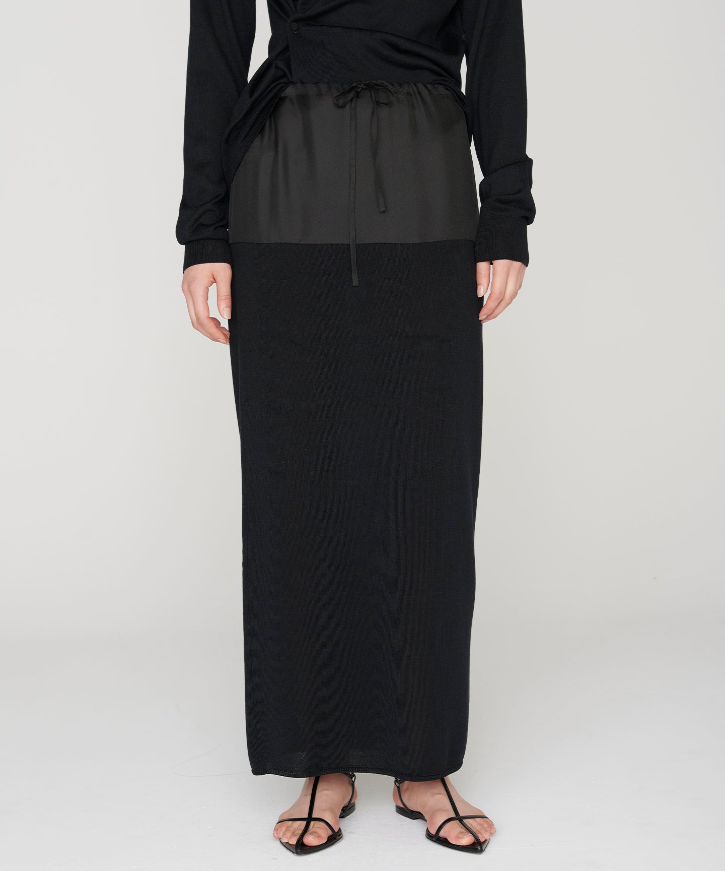 SILK COTTON / BLOCKING KNIT SKIRT