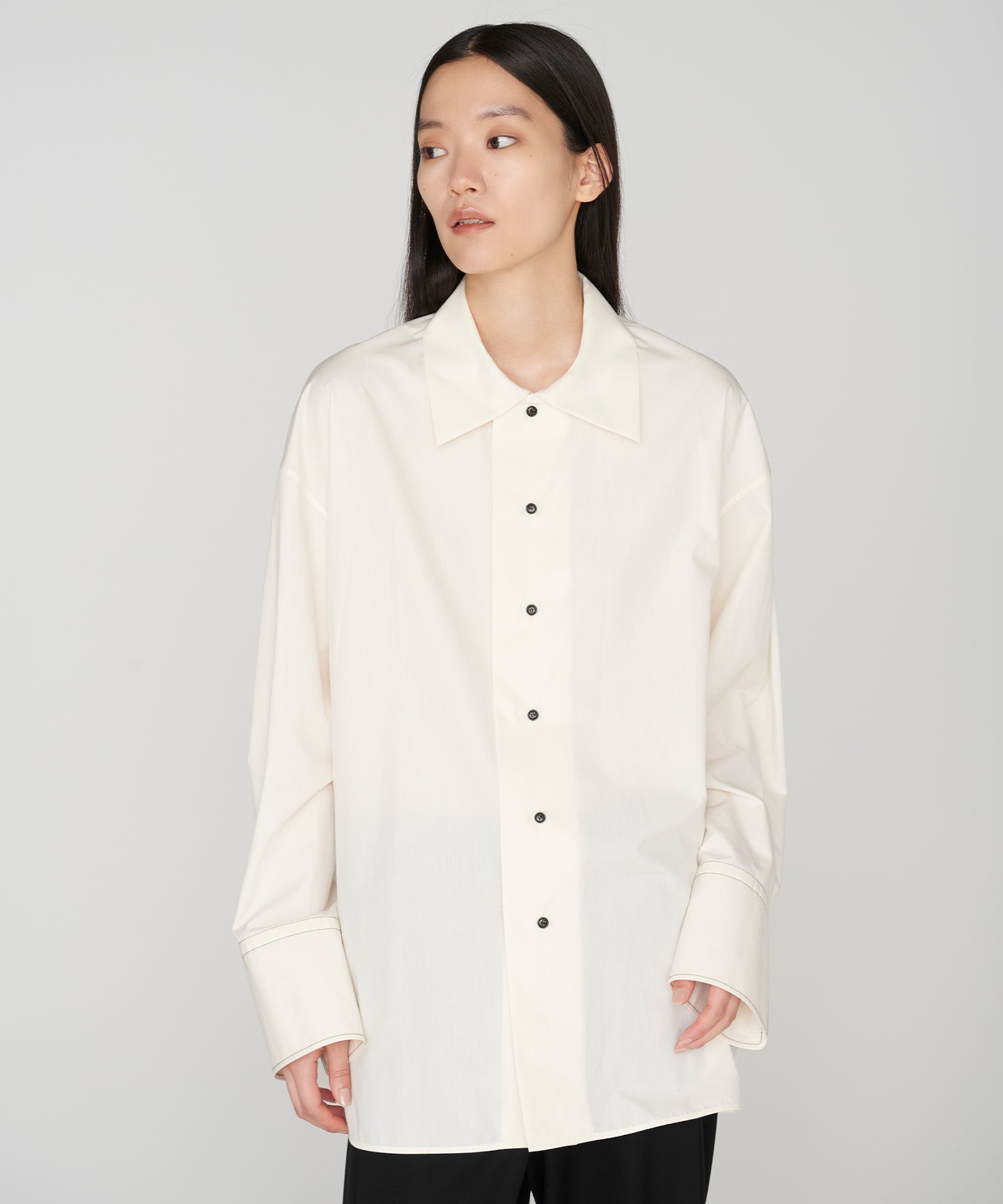 SUPIMA COTTON CASHMERE / OVERSIZED  STITCHED SHIRT