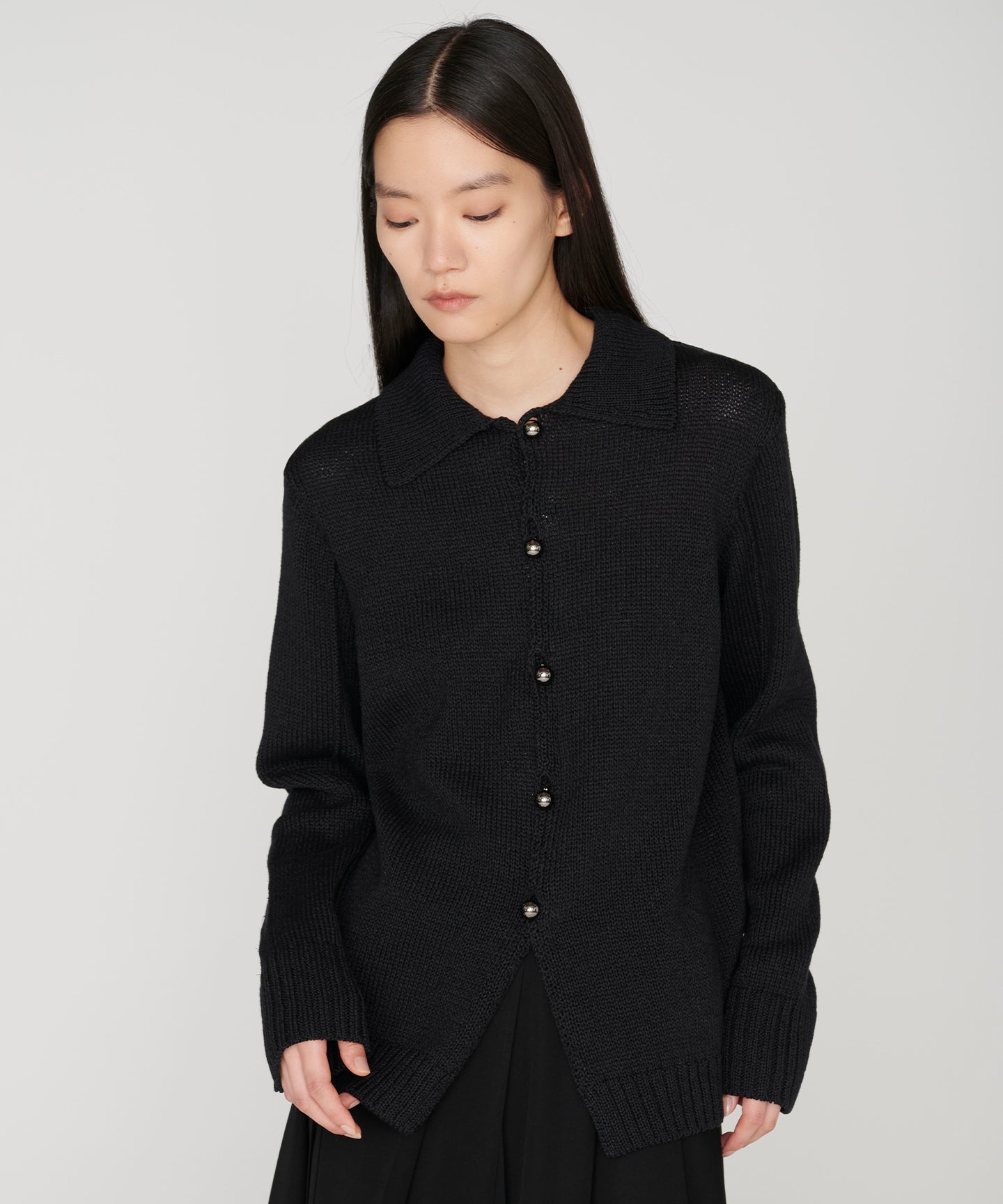 GIMA COTTON SILK WASHI / POLO KNIT CARDIGAN