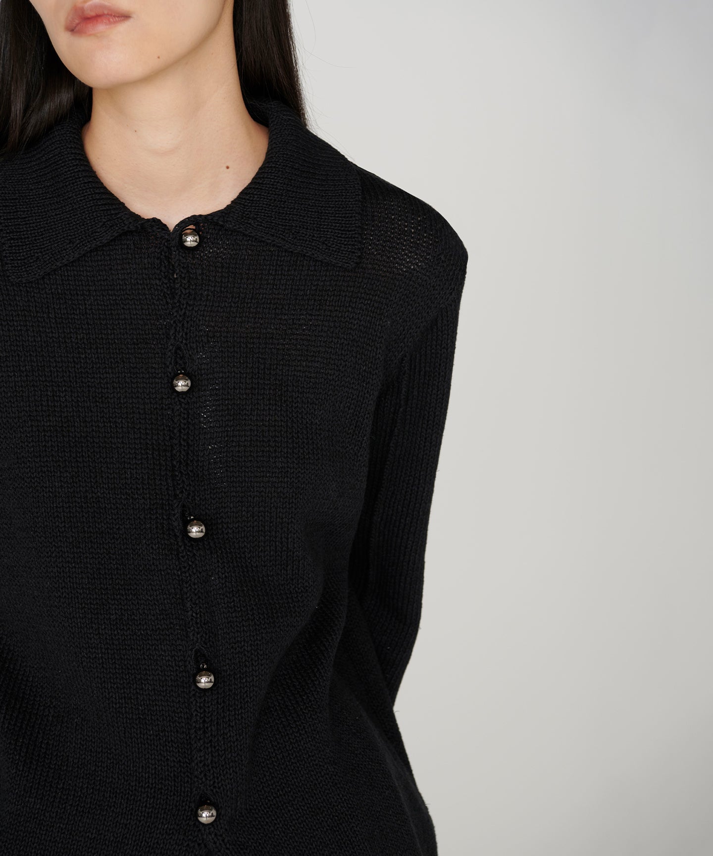 GIMA COTTON SILK WASHI / POLO KNIT CARDIGAN