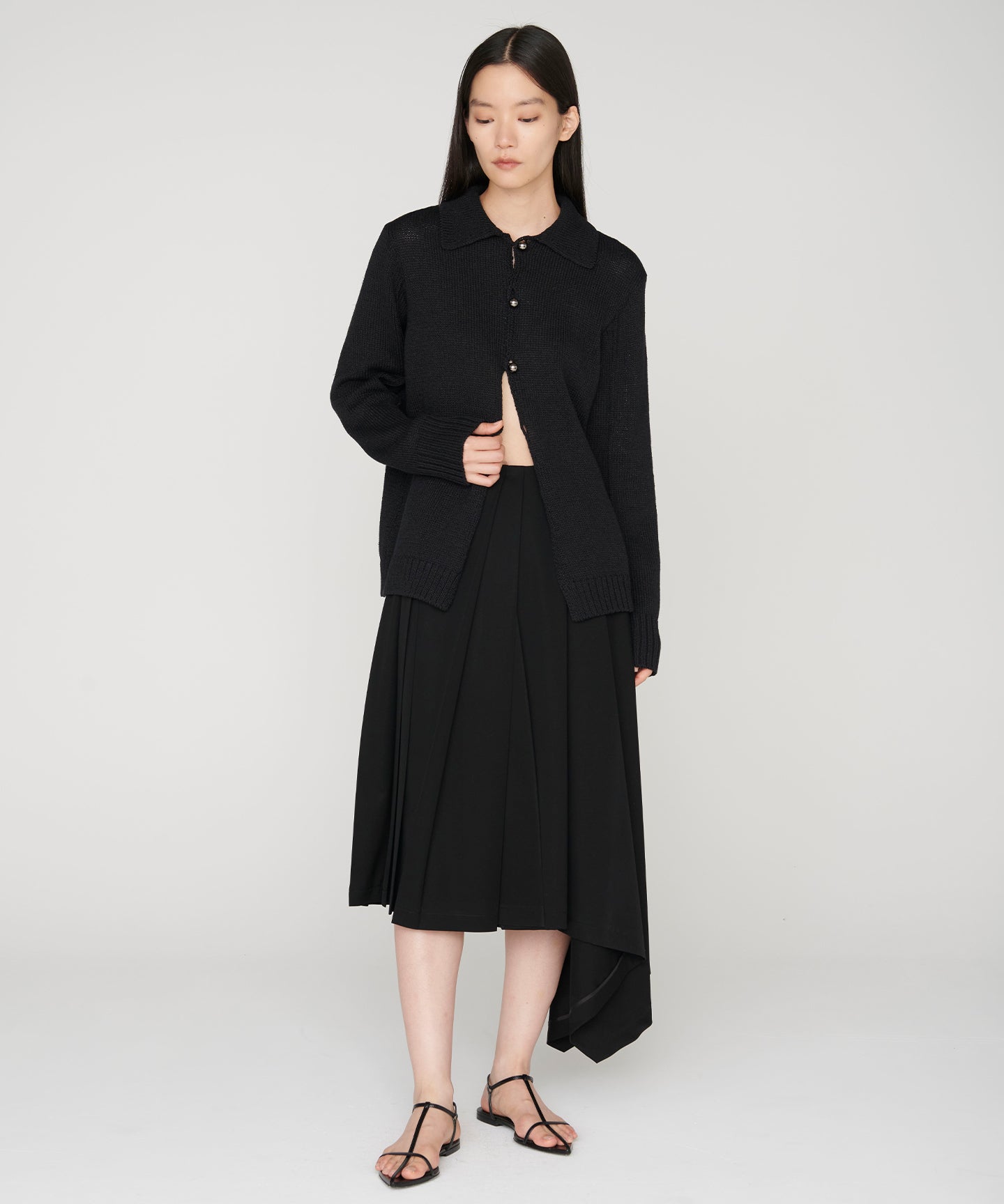 GIMA COTTON SILK WASHI / POLO KNIT CARDIGAN