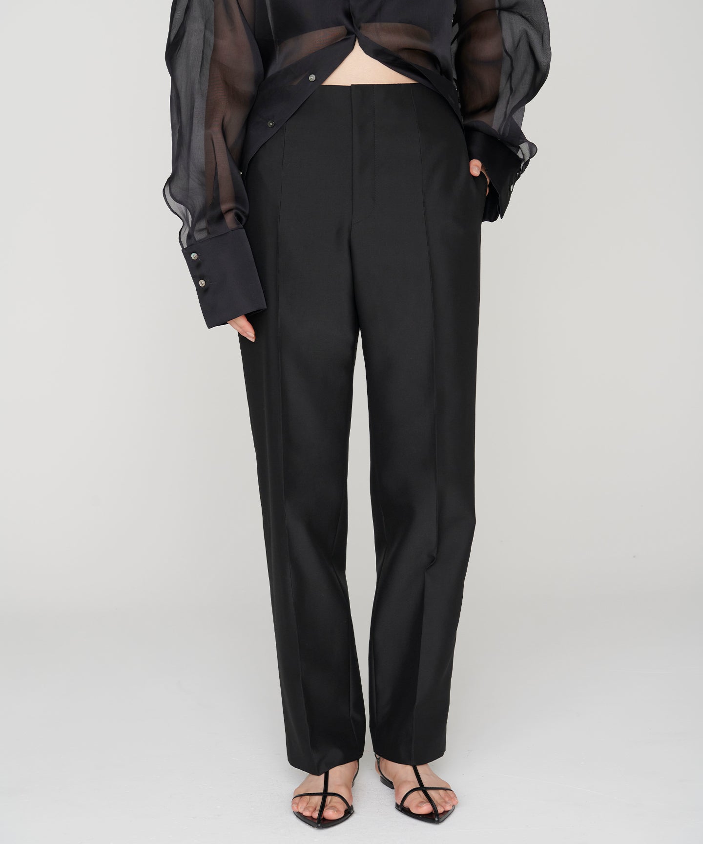 WOOL SILK / SLIM LEG PANTS