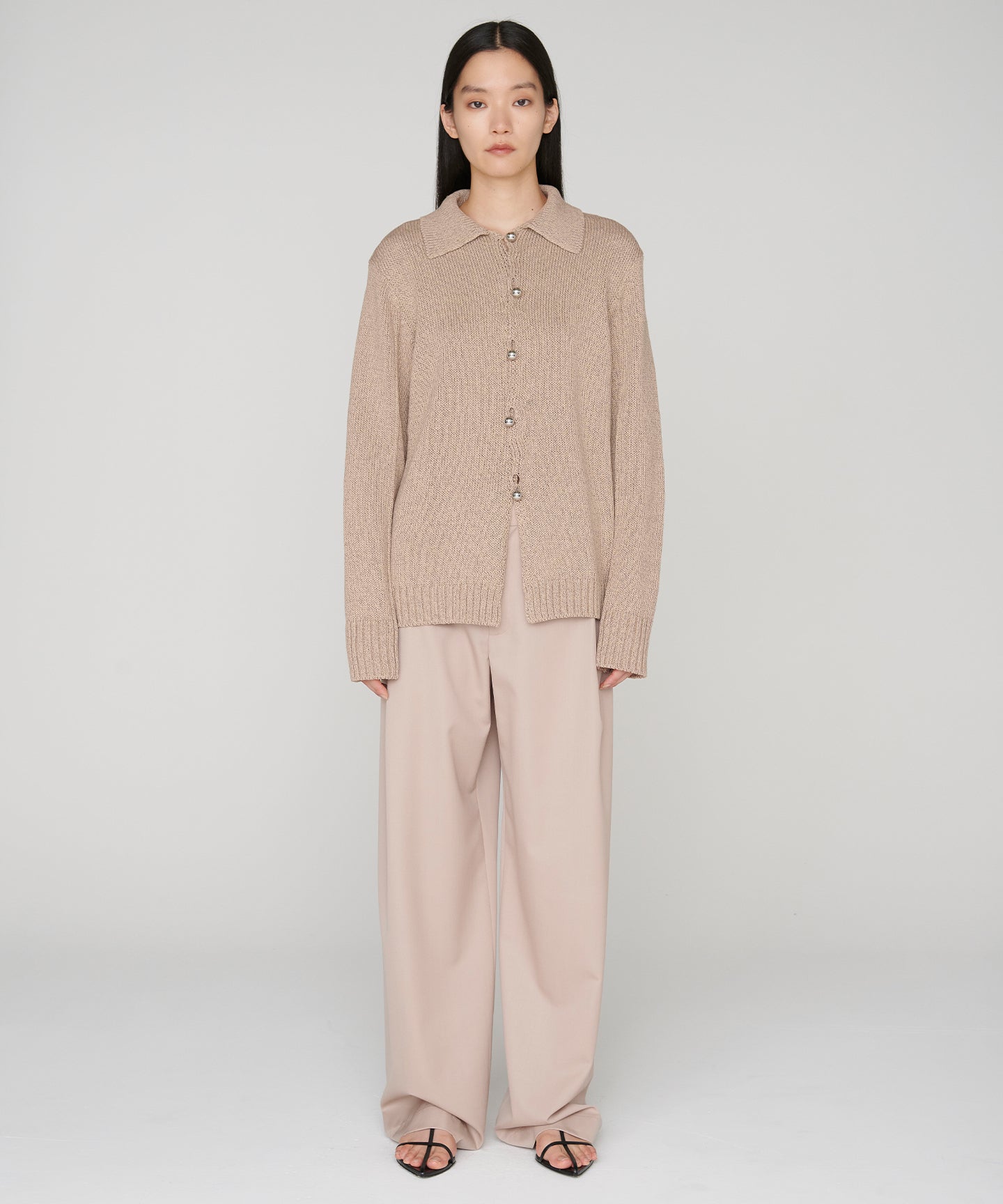 WOOL GABARDINE / SINGLE PLEATED TSUTSUMU PANTS