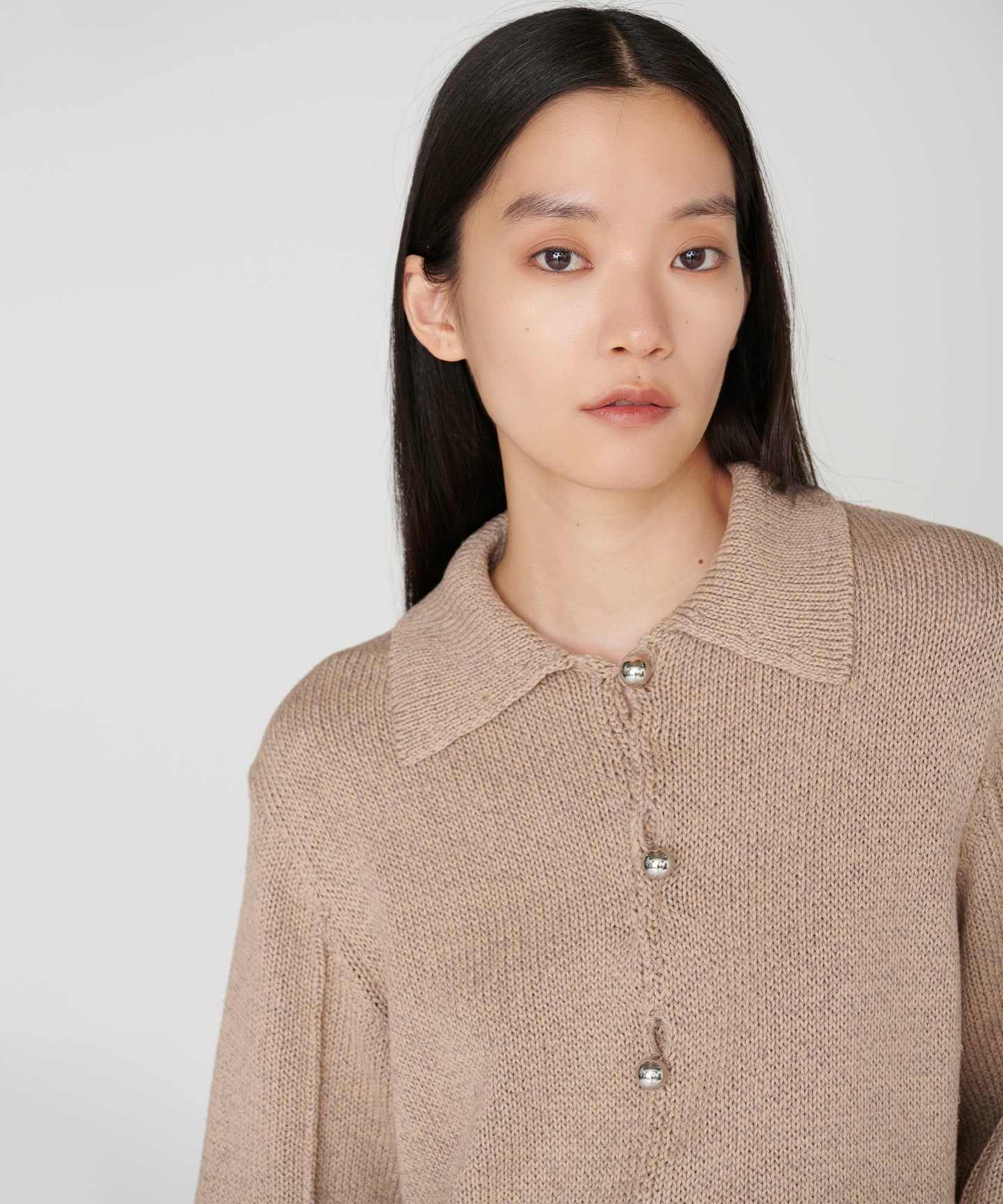 GIMA COTTON SILK WASHI / POLO KNIT CARDIGAN