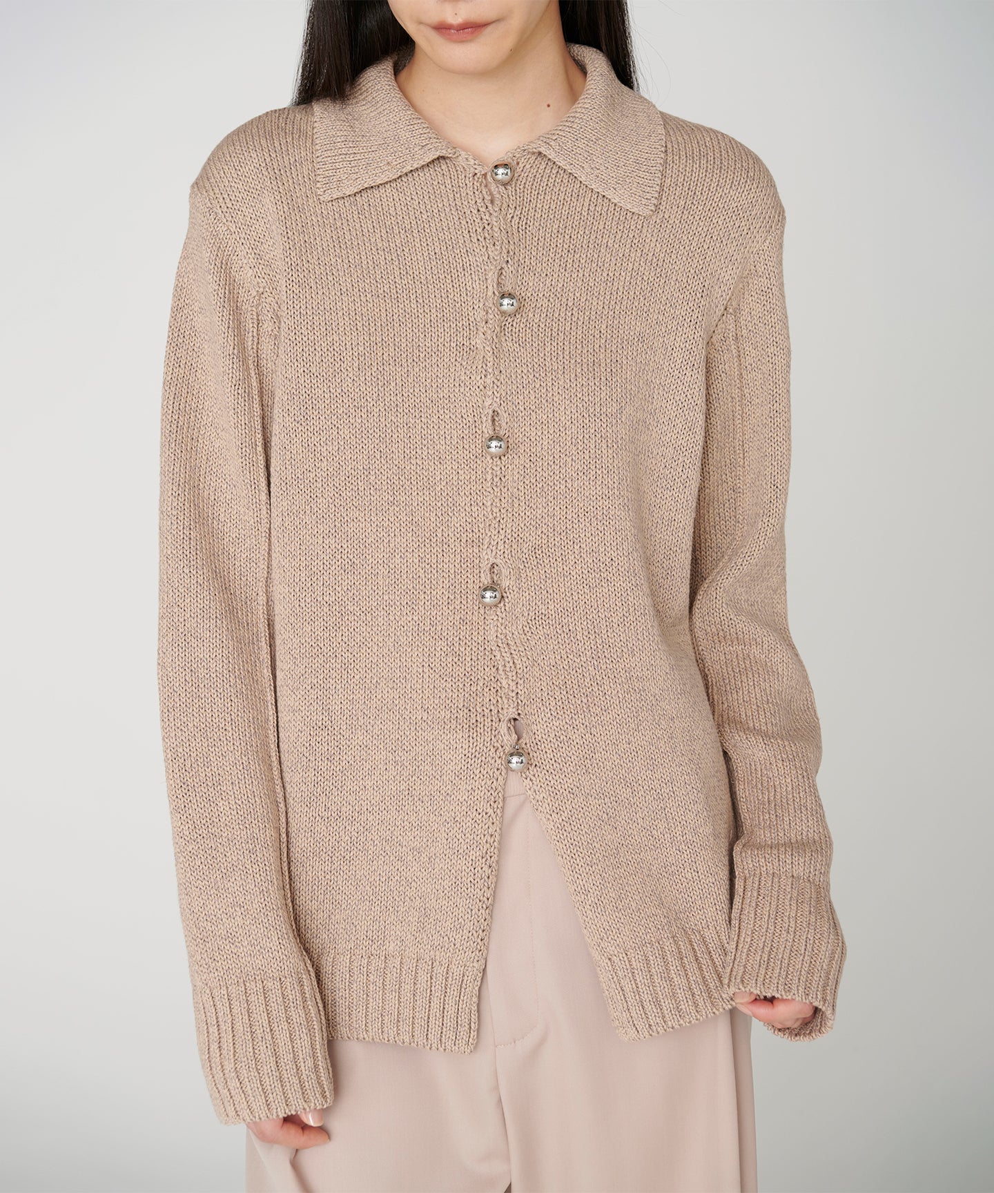 GIMA COTTON SILK WASHI / POLO KNIT CARDIGAN