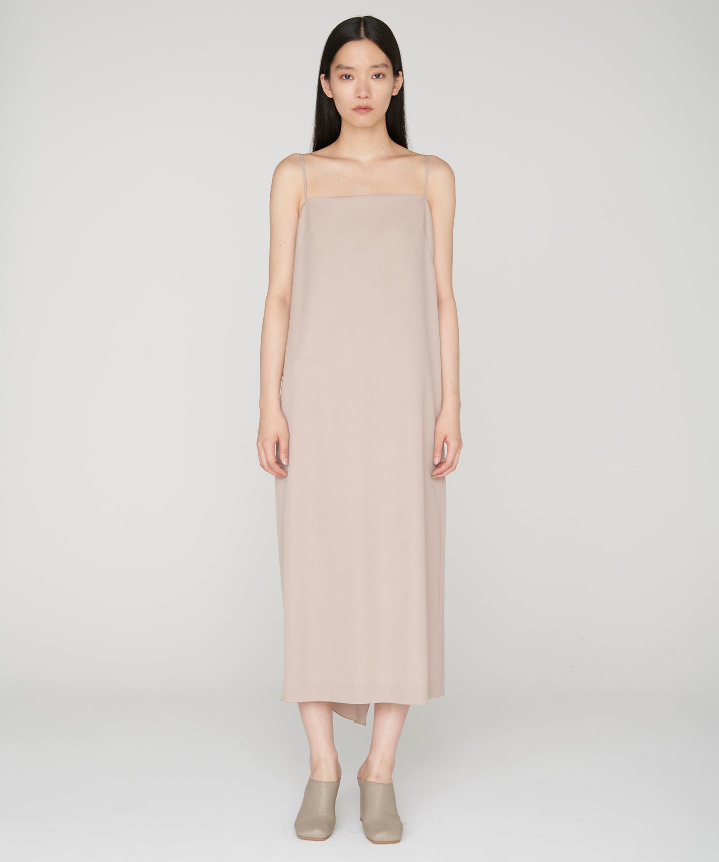 WOOL GABARDINE / PLEATED DRESS
