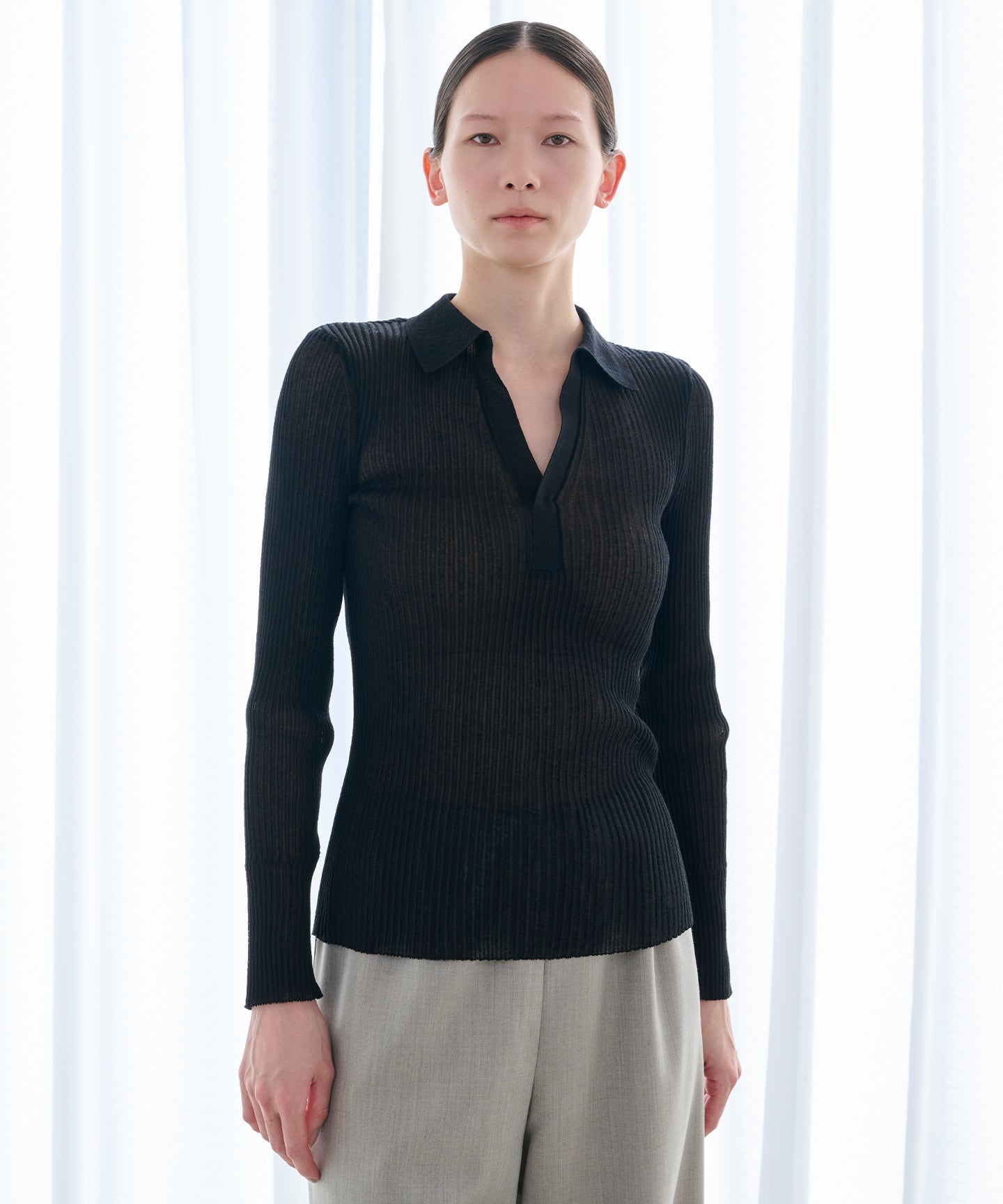 SHEER RIB / KNIT POLO