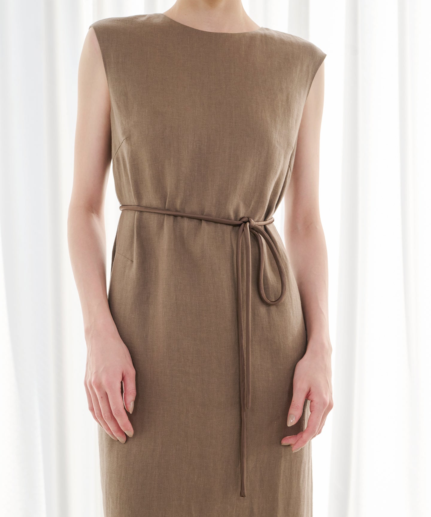 LINEN HERRINGBONE / I LINE LONG DRESS