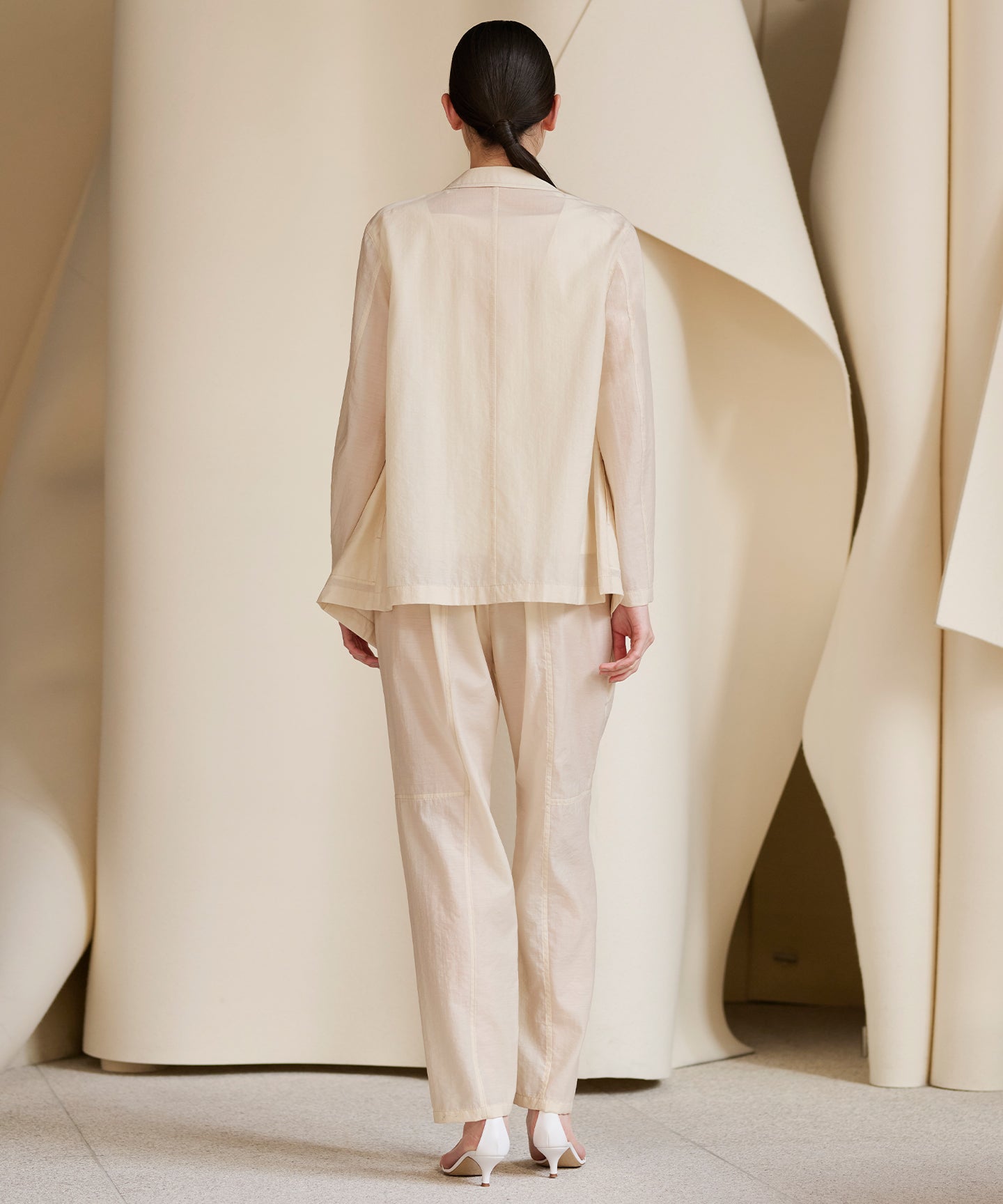 WOOL NYLON POPLIN / GATHER PANTS