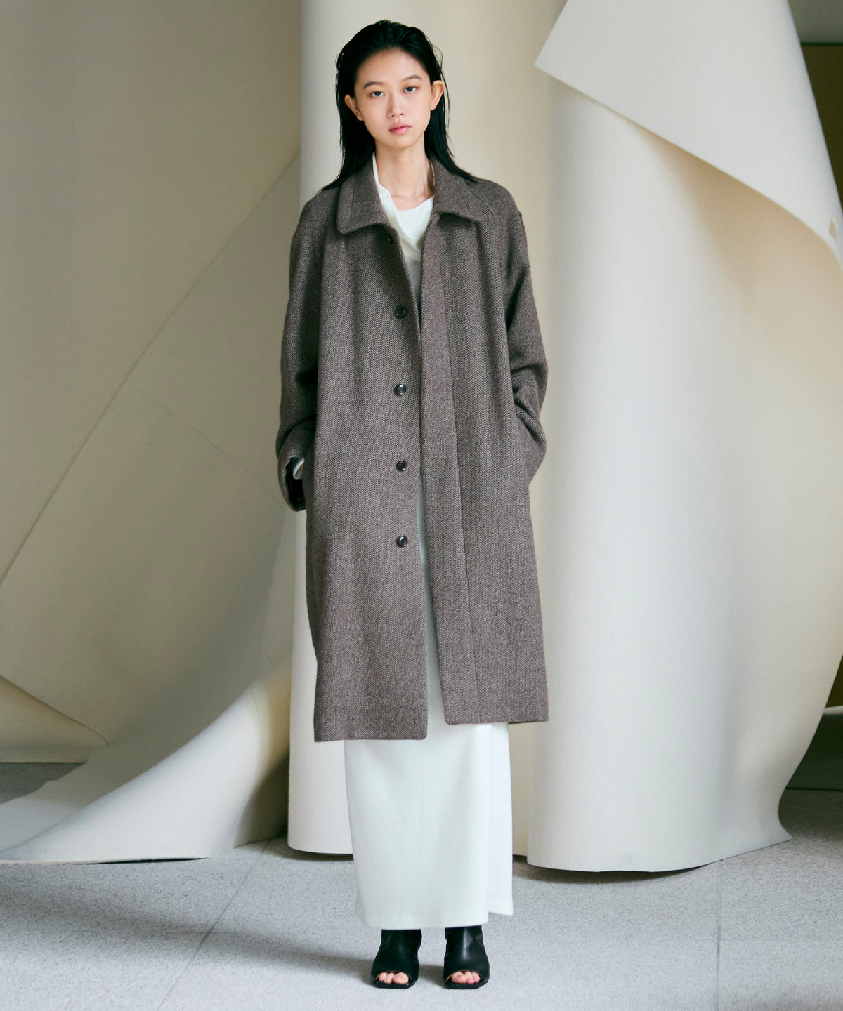 WOOL JERSEY / NUANCE DRAPED JERSEY SKIRT