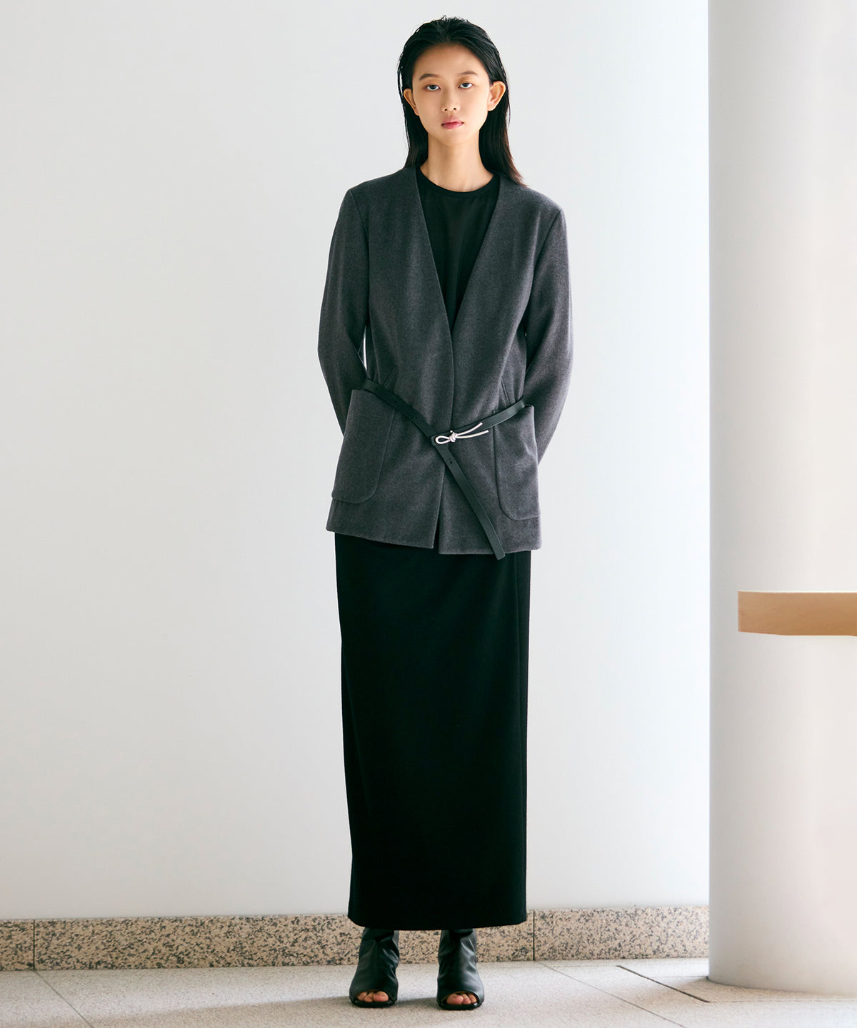 WOOL JERSEY / NUANCE DRAPED JERSEY SKIRT