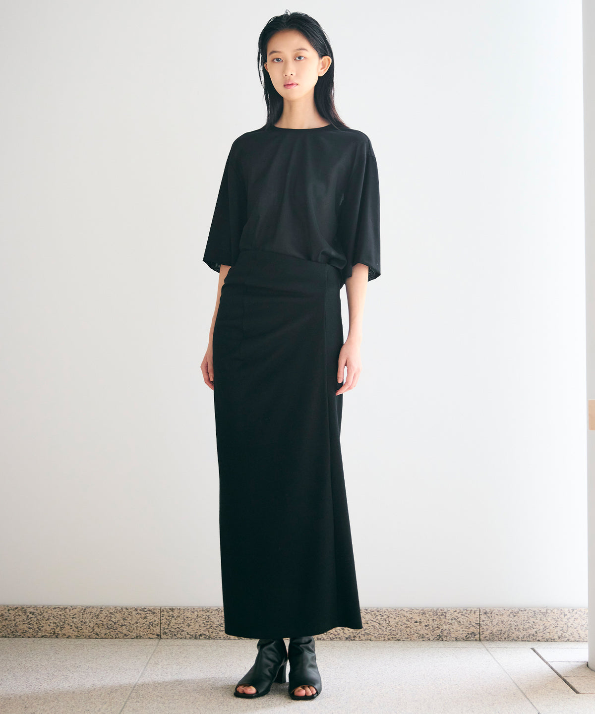 WOOL VOILE / DOUBLE LAYERED SLEEVE T-TOP