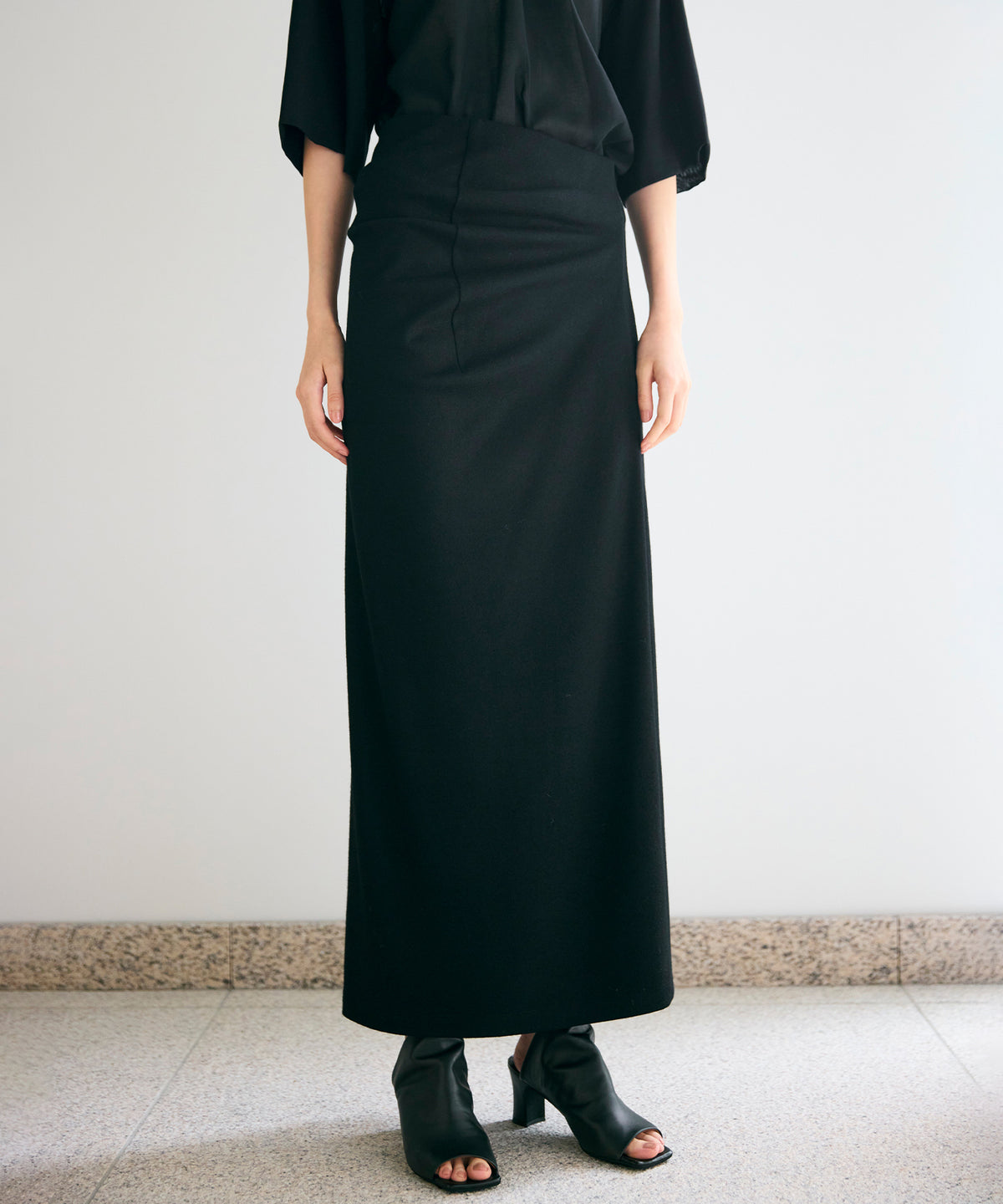 WOOL JERSEY / NUANCE DRAPED JERSEY SKIRT