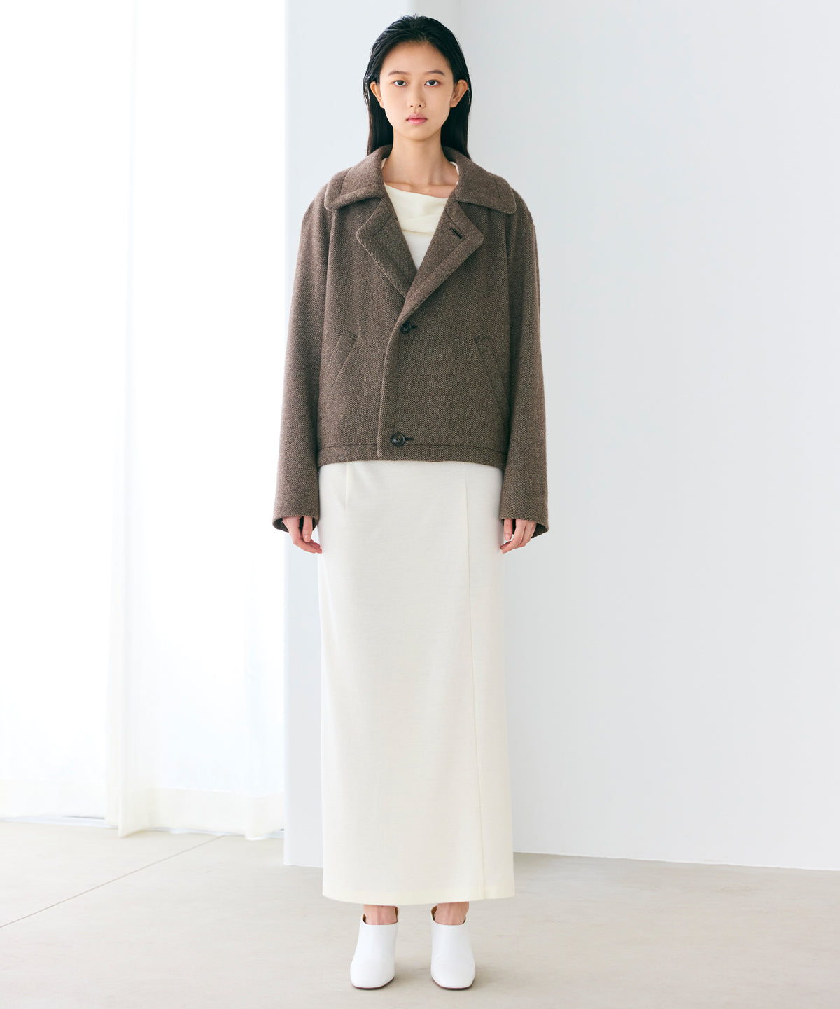 WOOL JERSEY / NUANCE DRAPED JERSEY SKIRT