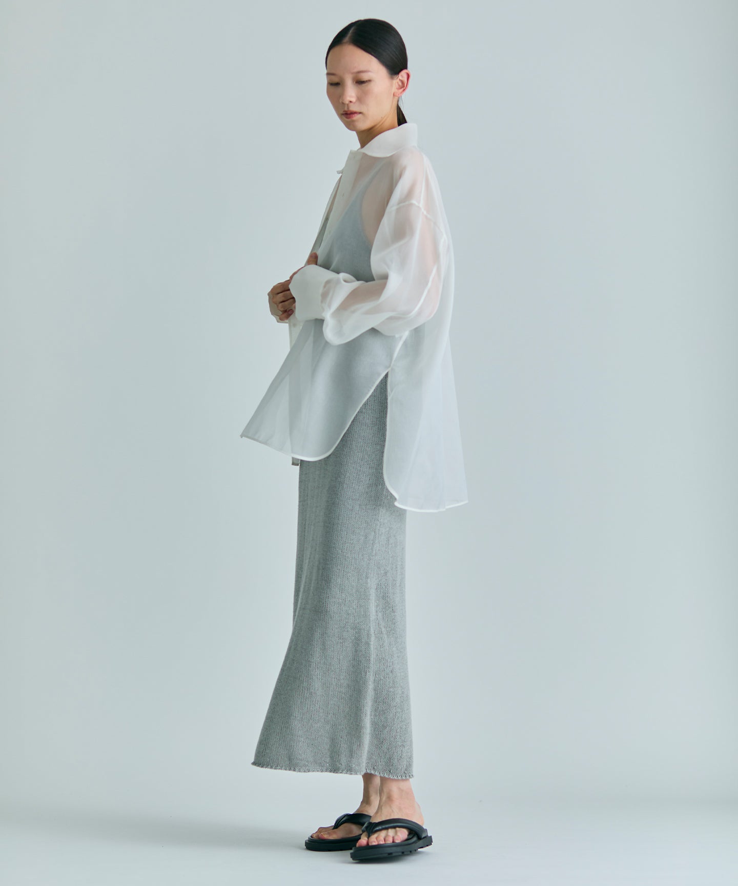 SILK SATIN ORGANDIE / OVERSIZED SHIRT BLOUSE