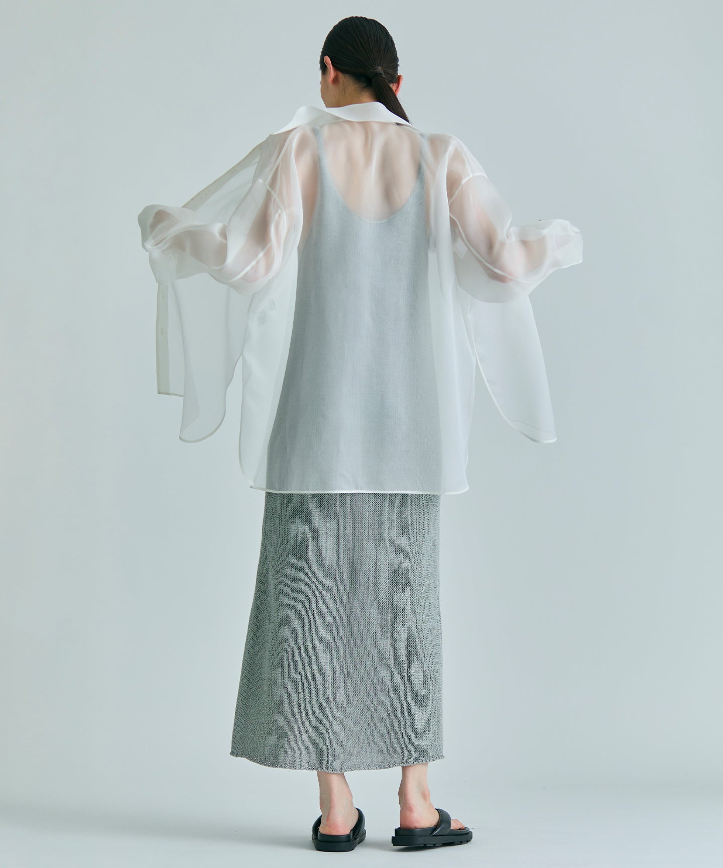 SILK SATIN ORGANDIE / OVERSIZED SHIRT BLOUSE