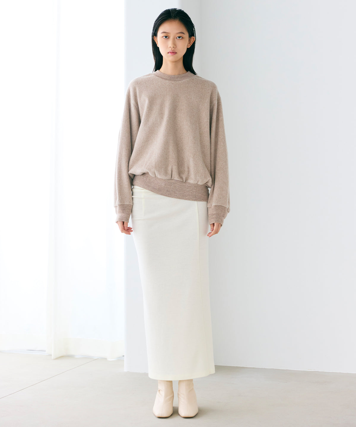 WOOL JERSEY / NUANCE DRAPED JERSEY SKIRT