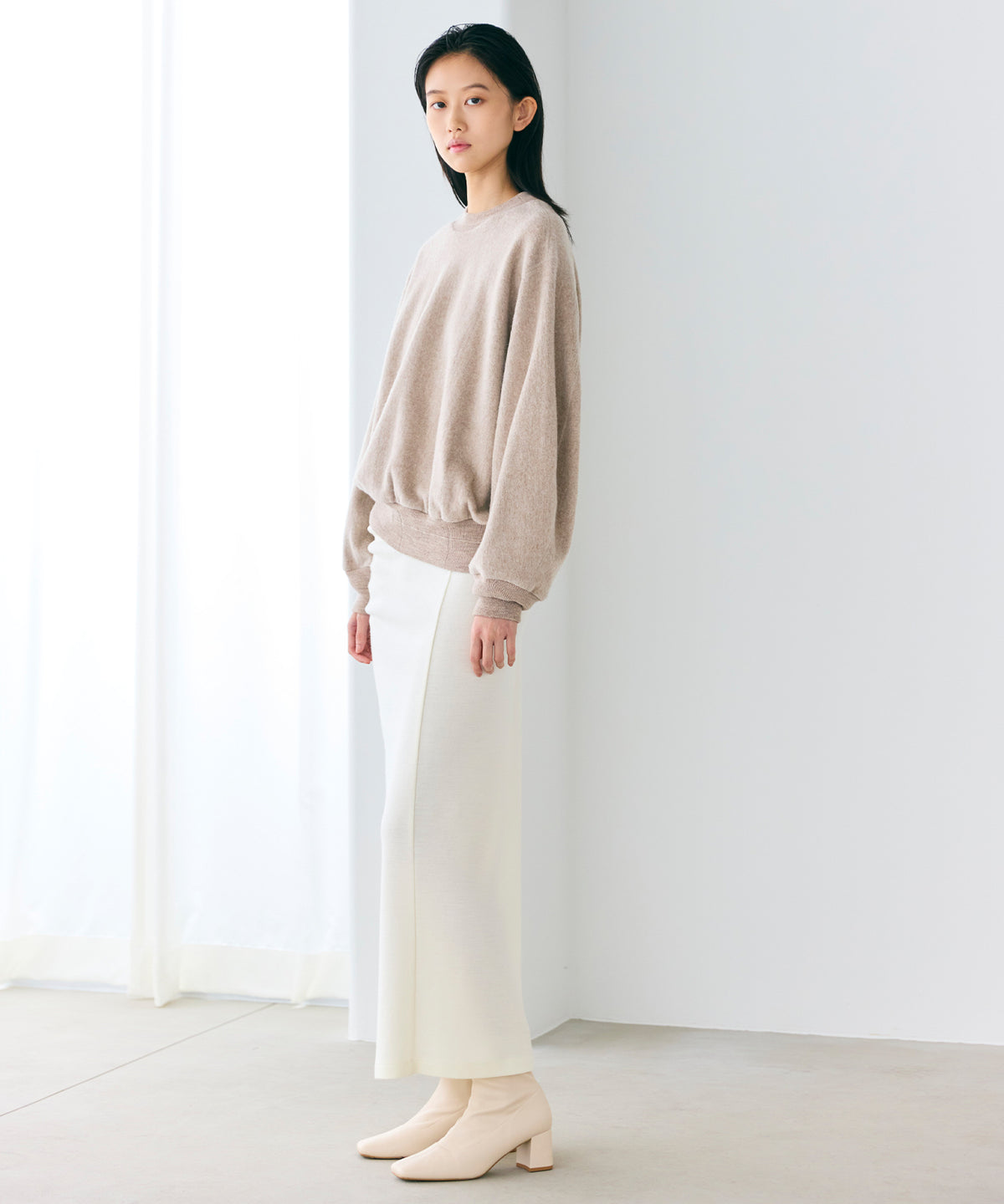 WOOL JERSEY / NUANCE DRAPED JERSEY SKIRT