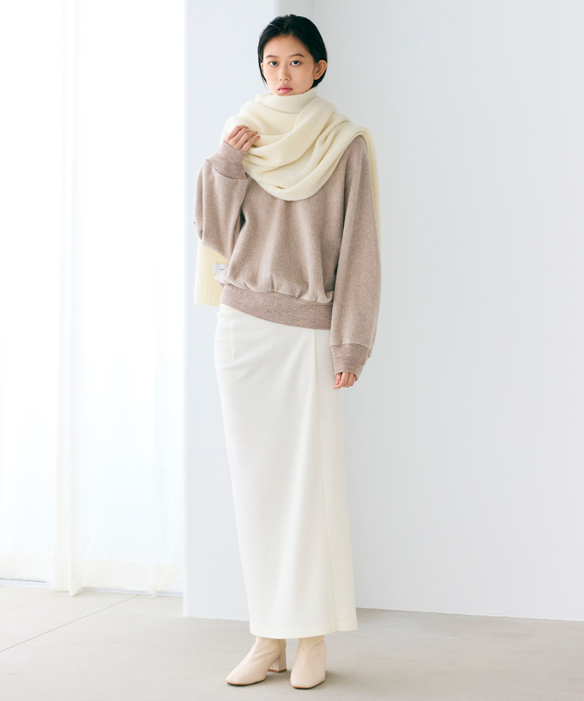 WOOL JERSEY / NUANCE DRAPED JERSEY SKIRT