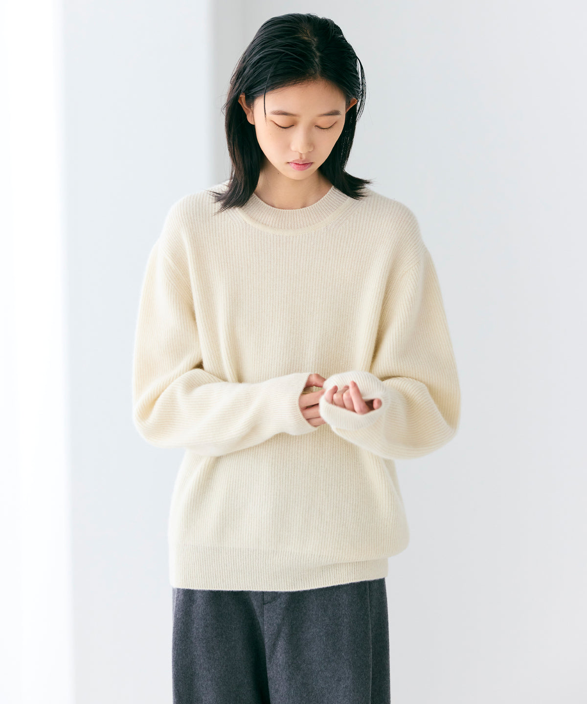 CASHMERE MIDDLE GAUGE / R SLEEVE KNIT