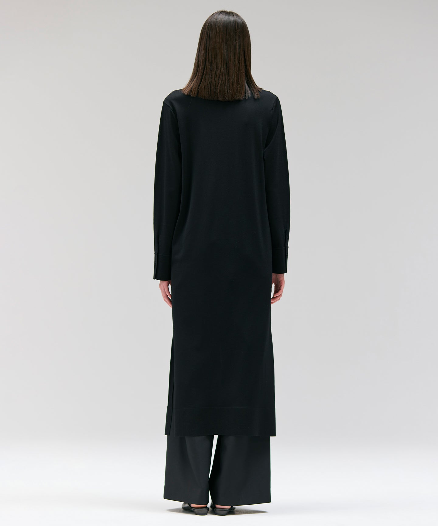 LUSTROUS SYNTHETIC KNIT / LONG SHIRT CARDIGAN