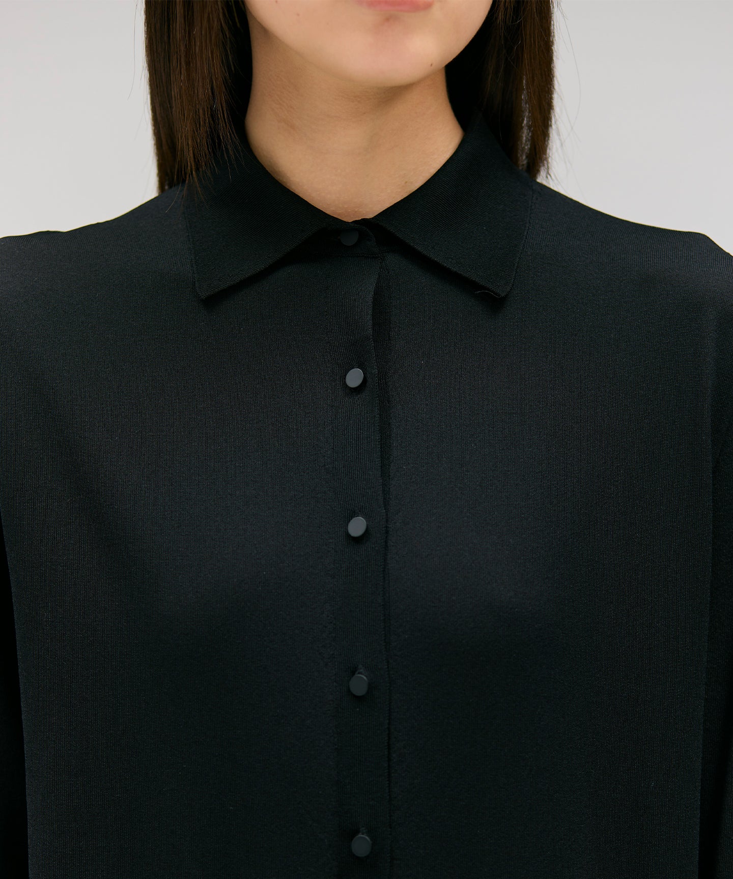 LUSTROUS SYNTHETIC KNIT / LONG SHIRT CARDIGAN