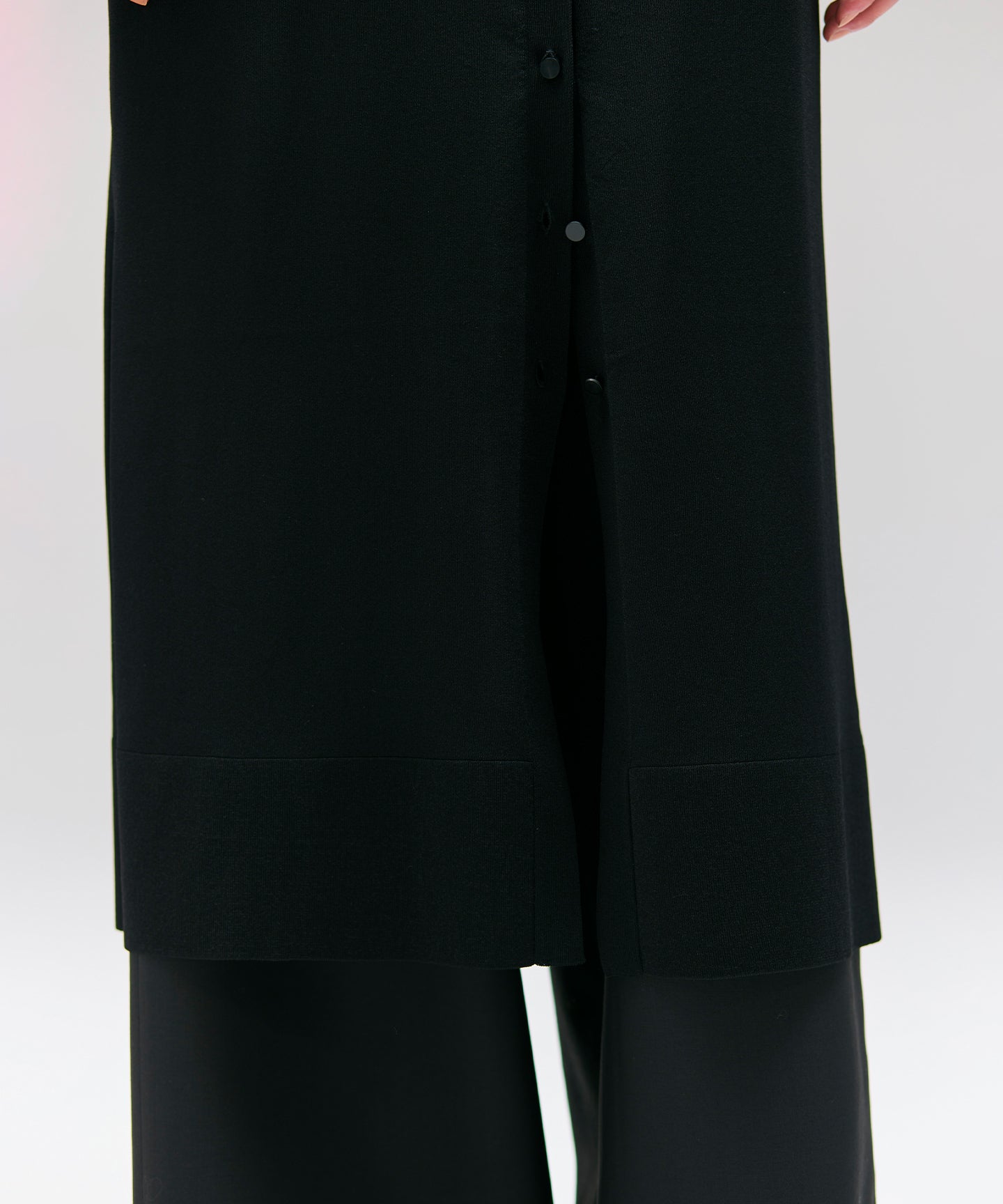 LUSTROUS SYNTHETIC KNIT / LONG SHIRT CARDIGAN